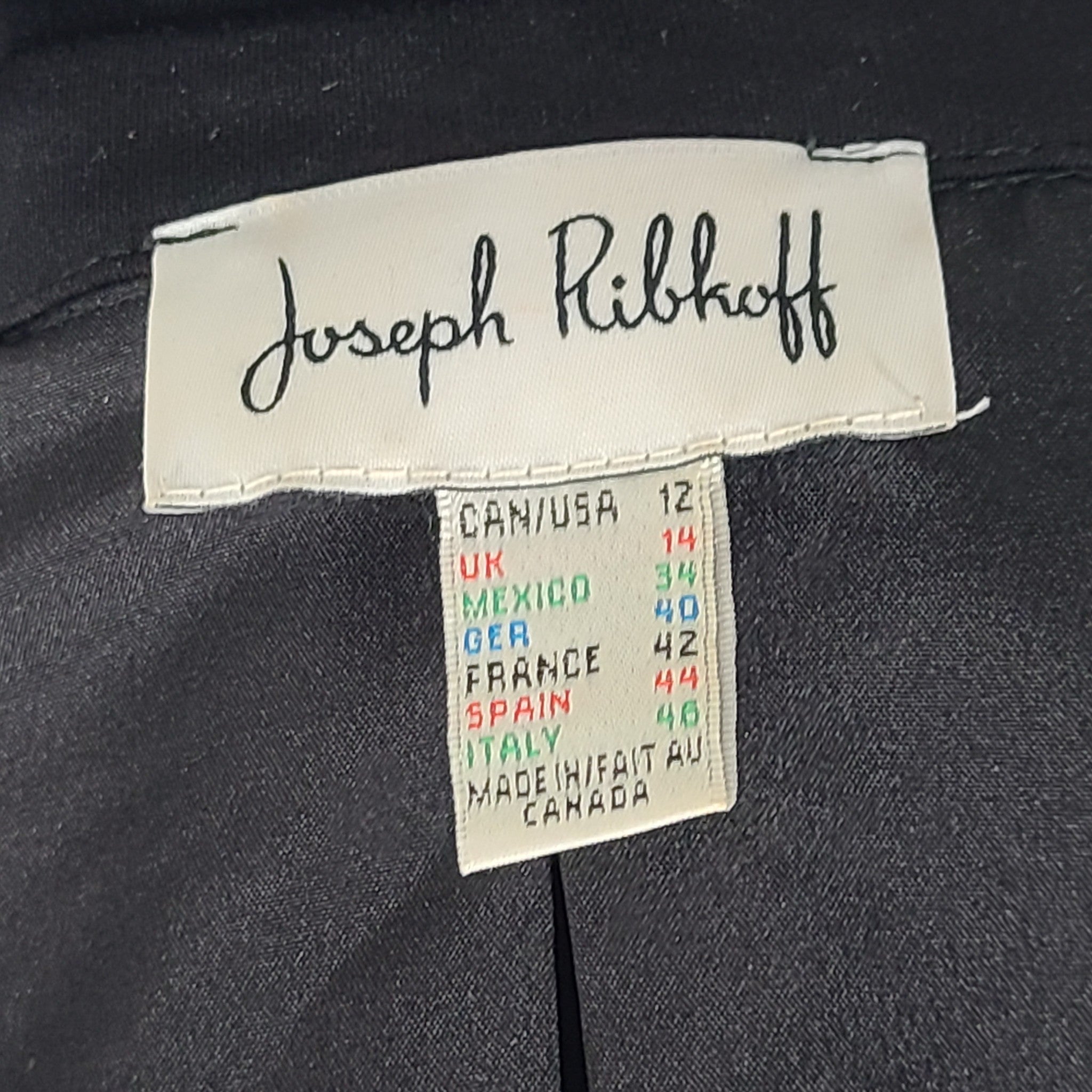 Joseph Ribkoff Jacket Cowl Neck181304 Contrast Trim Coat 3/4 Sleeves Black 12