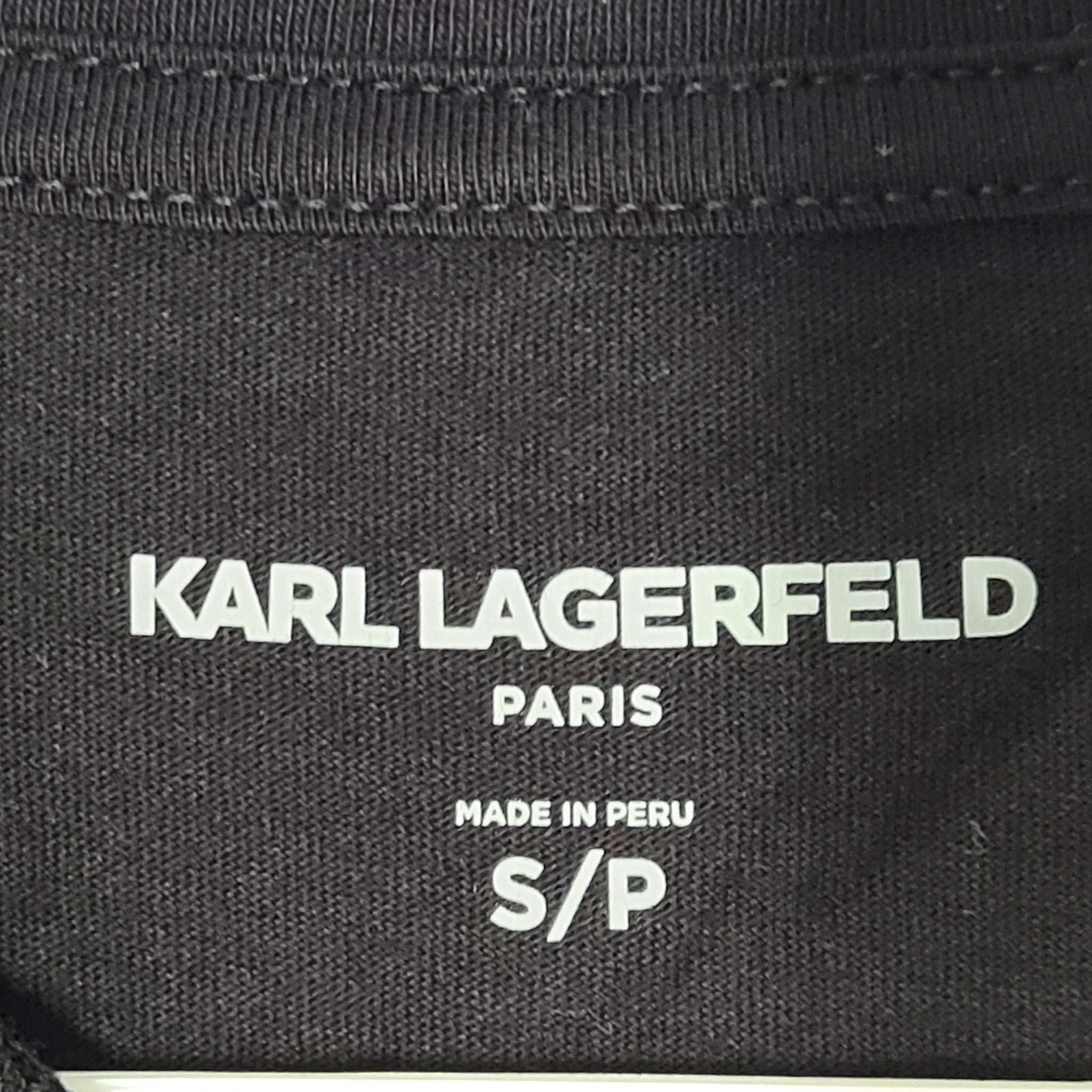 Karl Lagerfeld Paris Men's Silver Logo Crew Neck T-Shirt Navy Blue Sz L