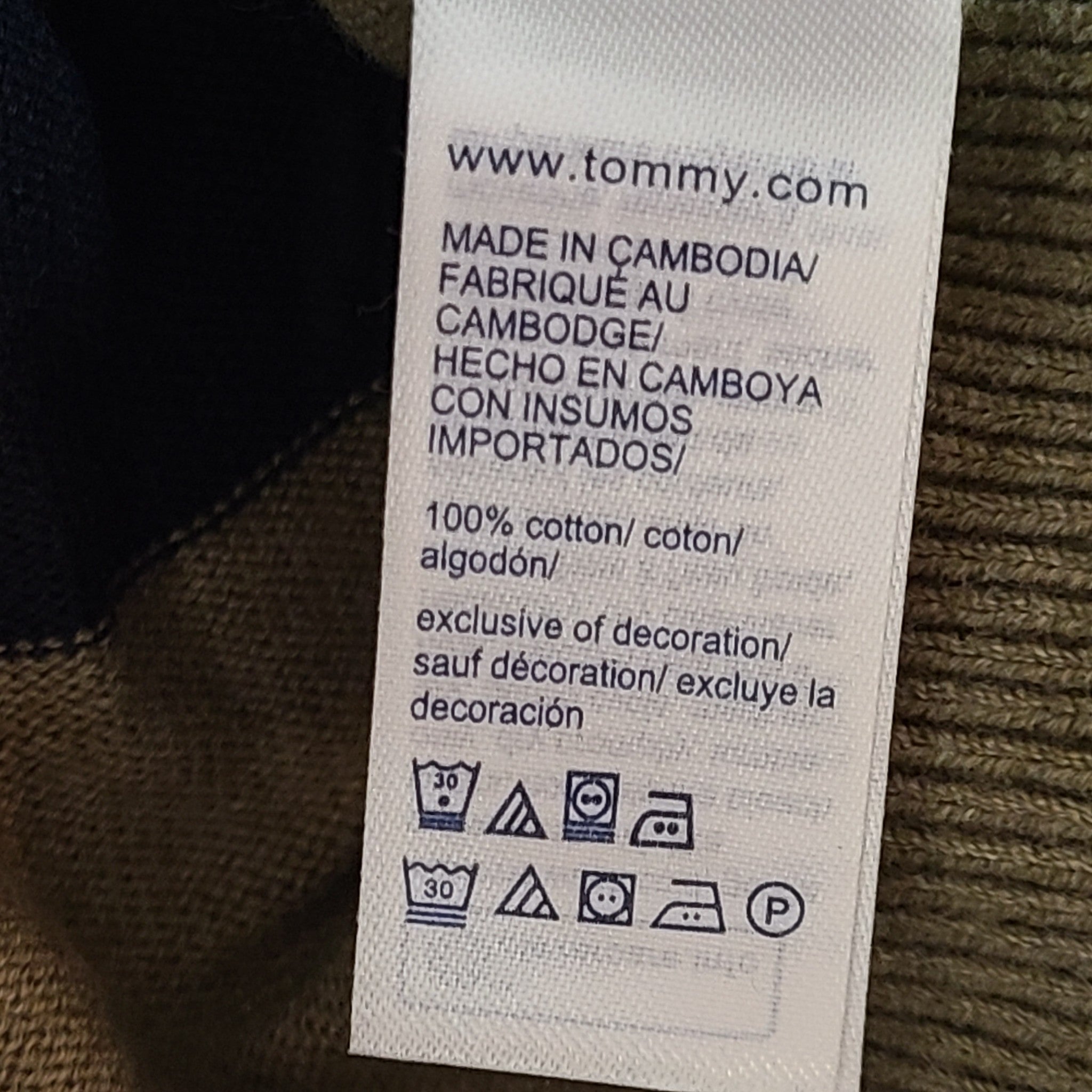 Tommy Hilfiger Men's Striped Sweater 100% Knit Cotton Green Navy Sz L