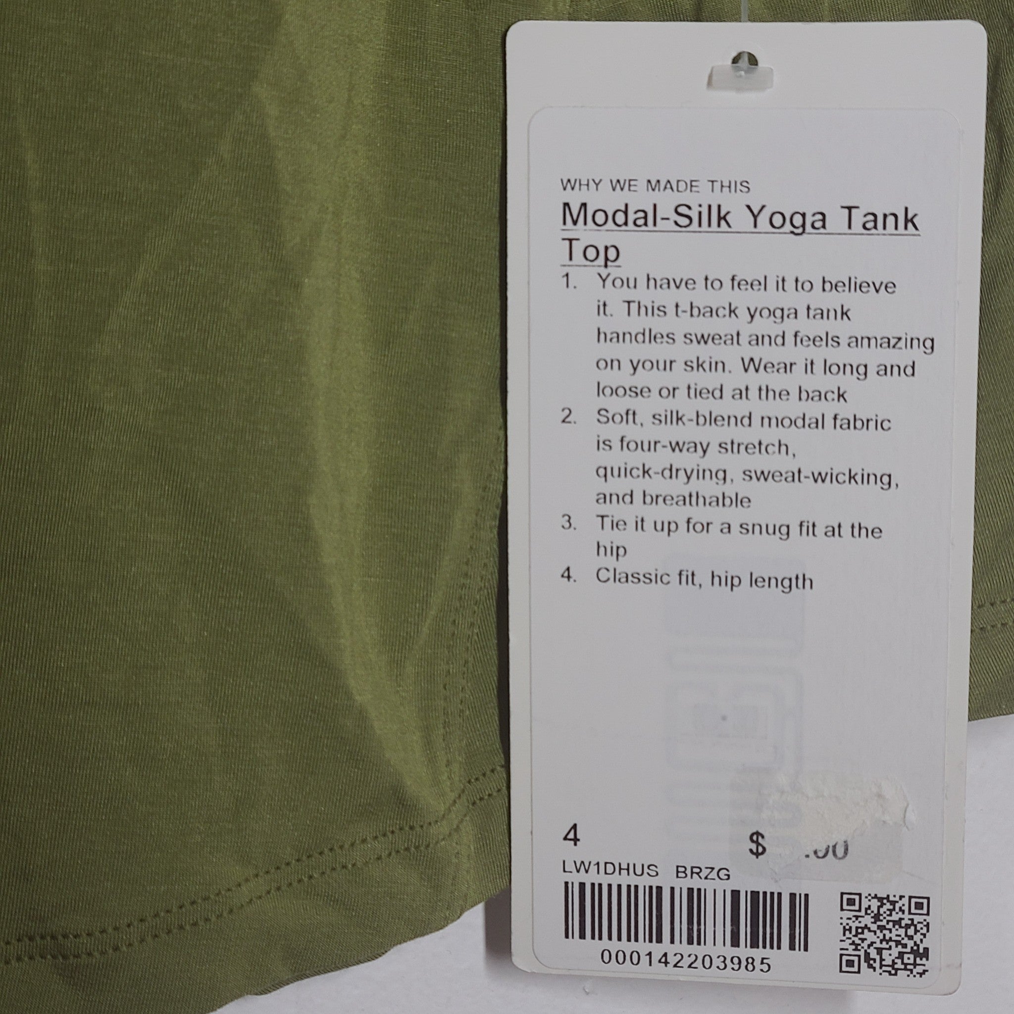 Lululemon Women's Modal-Silk Yoga Tank Top T-Back Bronze Green Sz 4