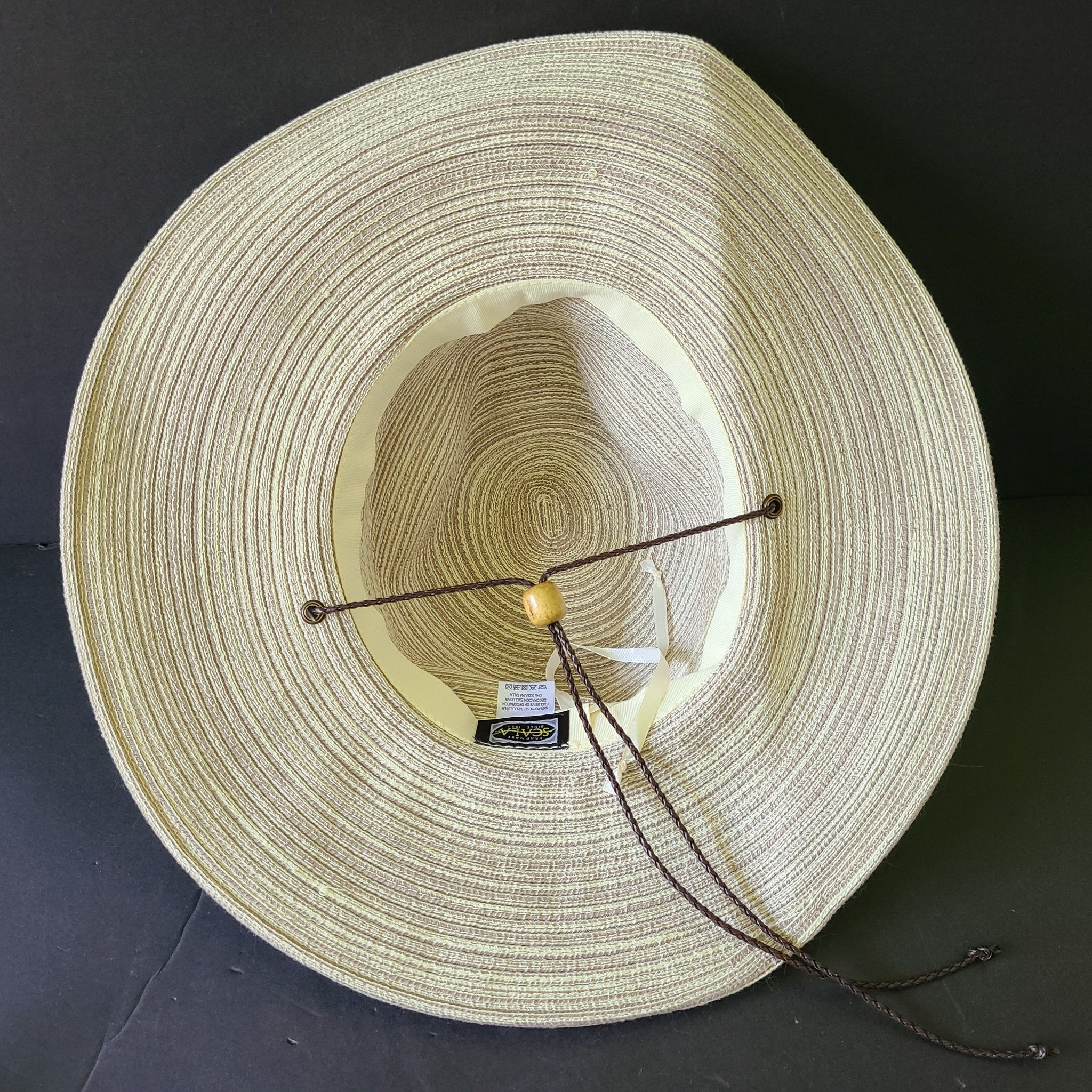 Scala Women's Luca Wide Brim Western Hat Safari with Chin Cord Beige
