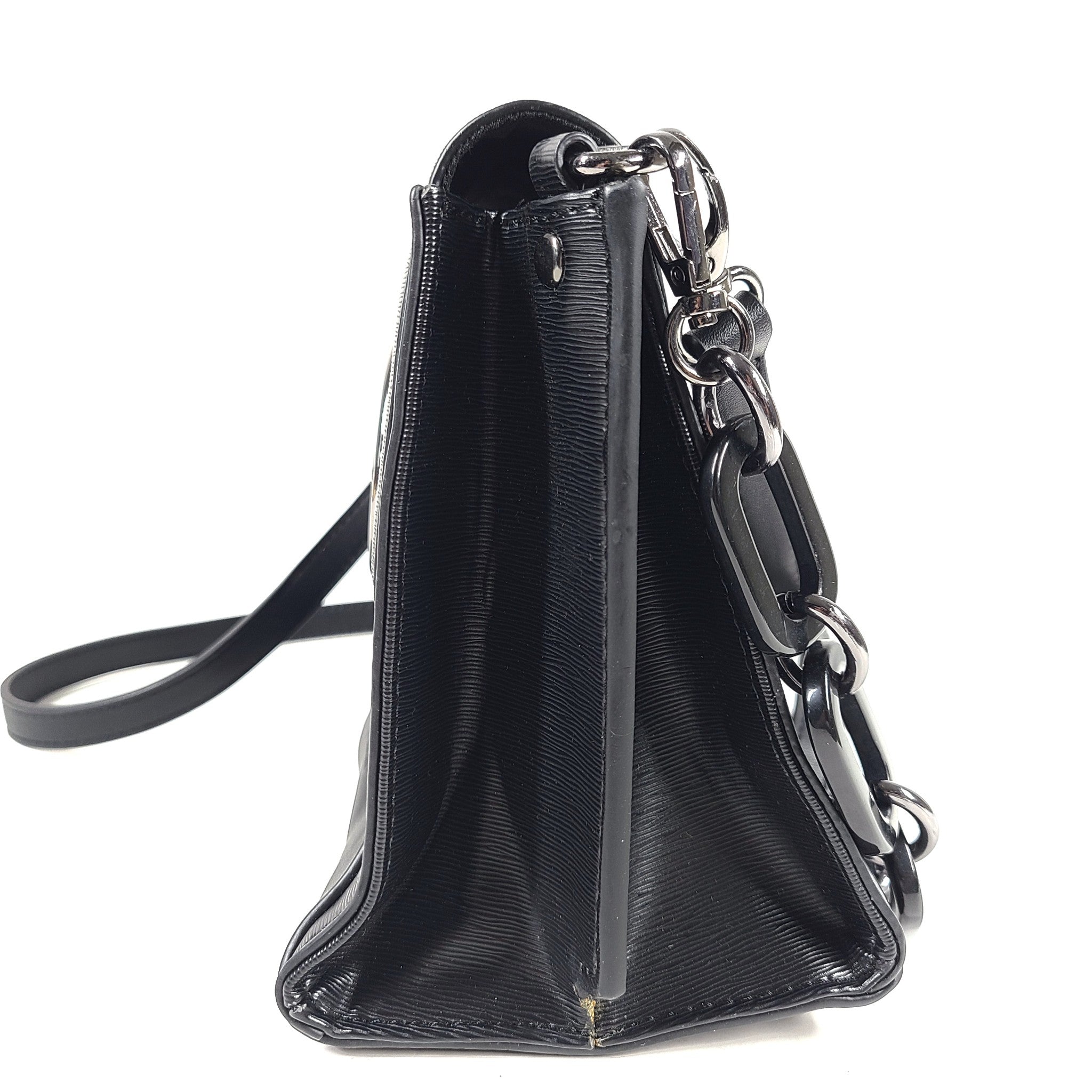Guess Women's Mabel Small Belted Satchel Cross Body Faux Leather Black