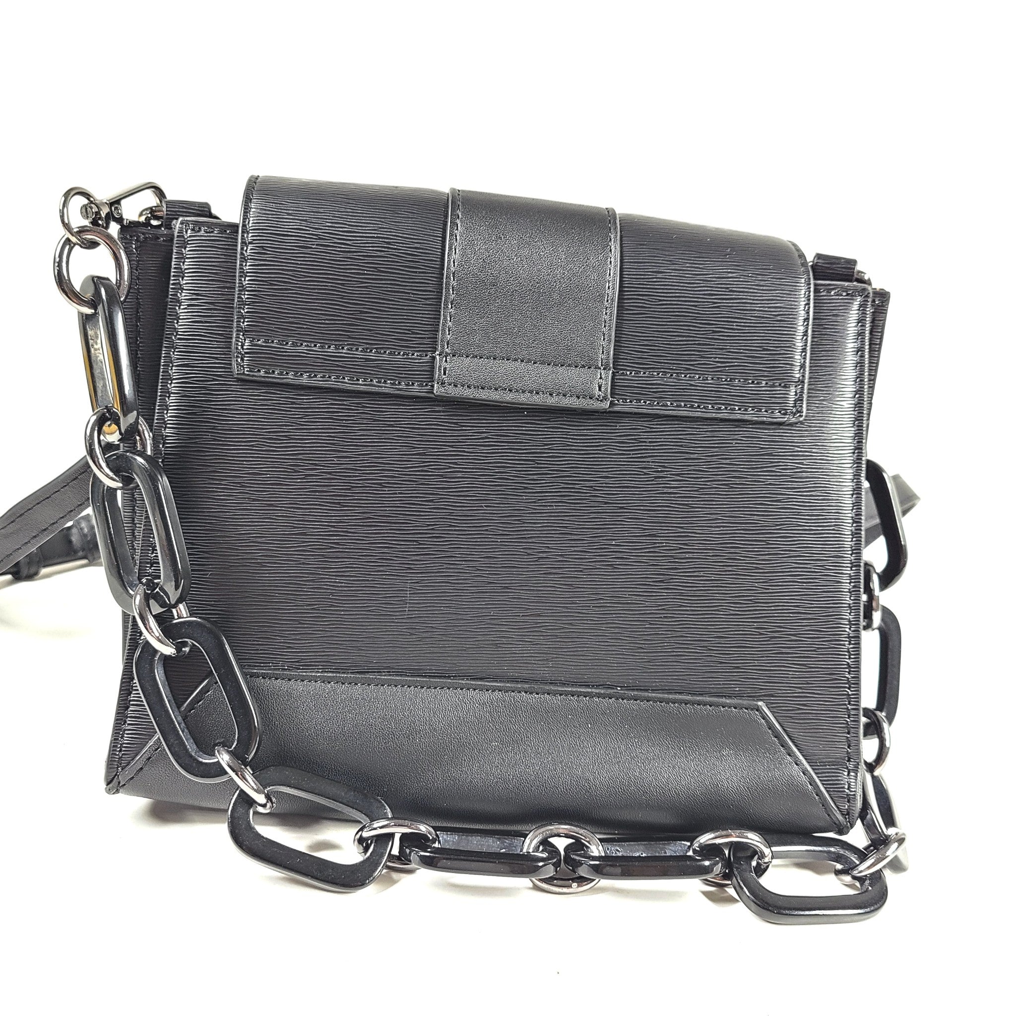 Guess Women's Mabel Small Belted Satchel Cross Body Faux Leather Black