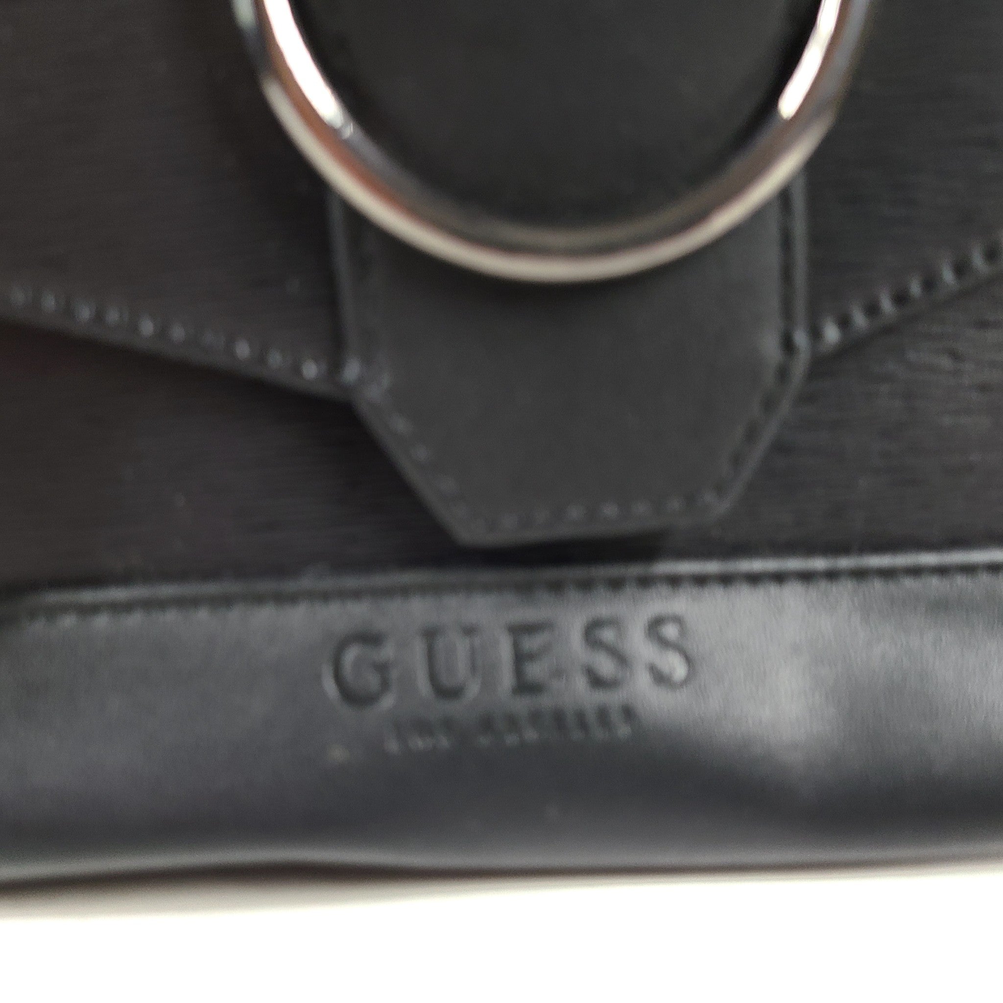 Guess Women's Mabel Small Belted Satchel Cross Body Faux Leather Black