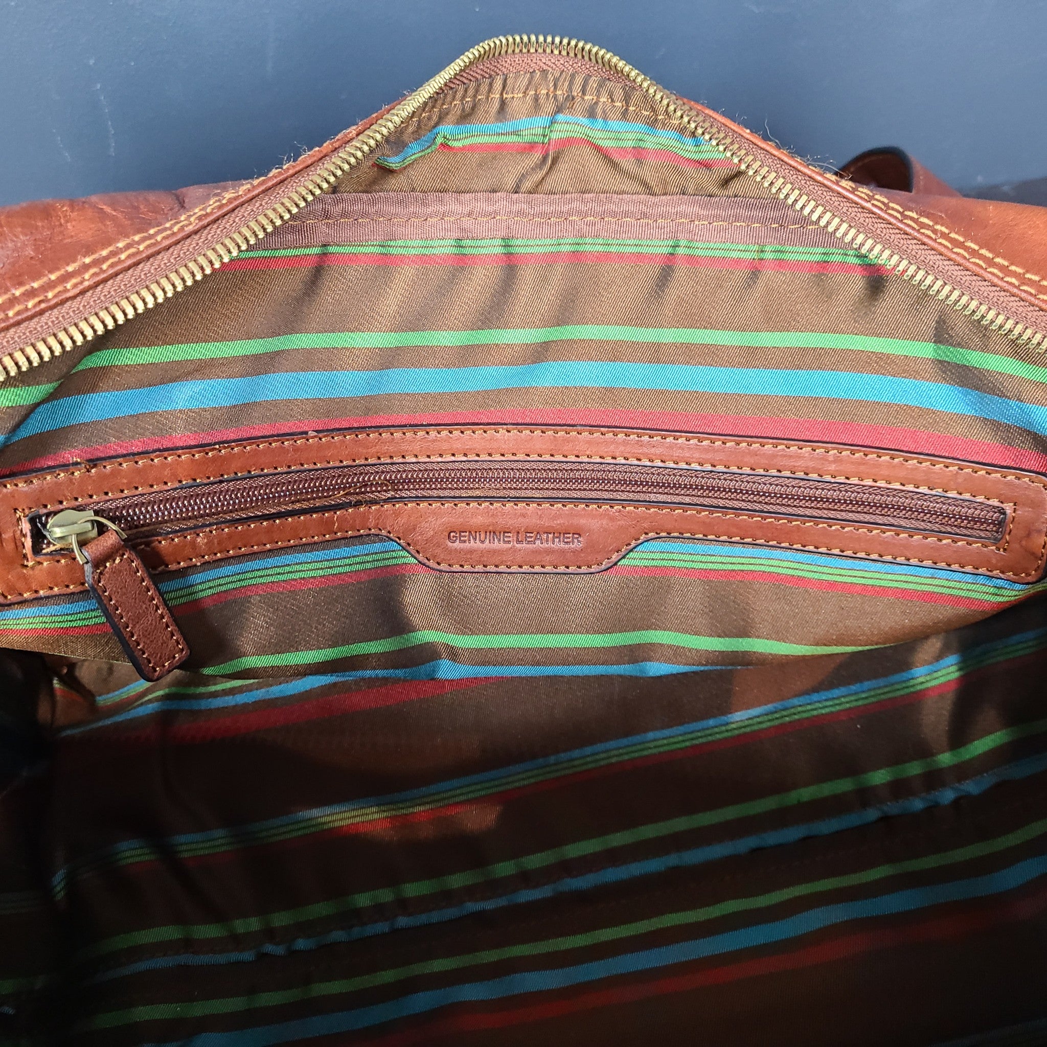 Cristina Rui 21" Leather Duffel Bag Weekender Luggage Carry On Brown