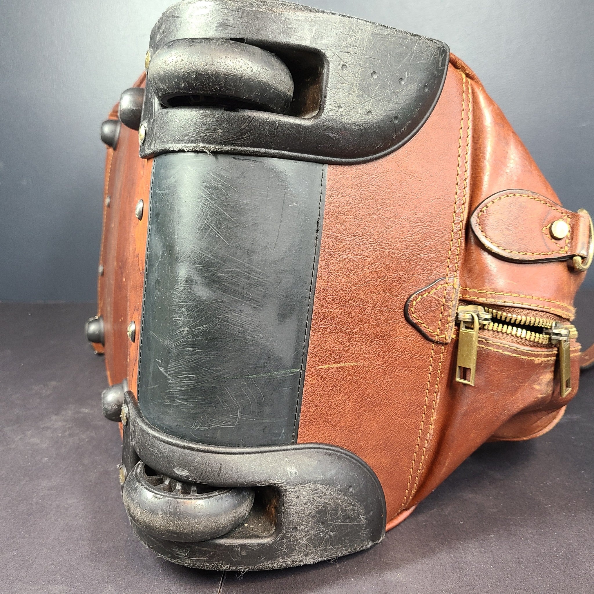 Cristina Rui 21" Leather Duffel Bag Weekender Luggage Carry On Brown