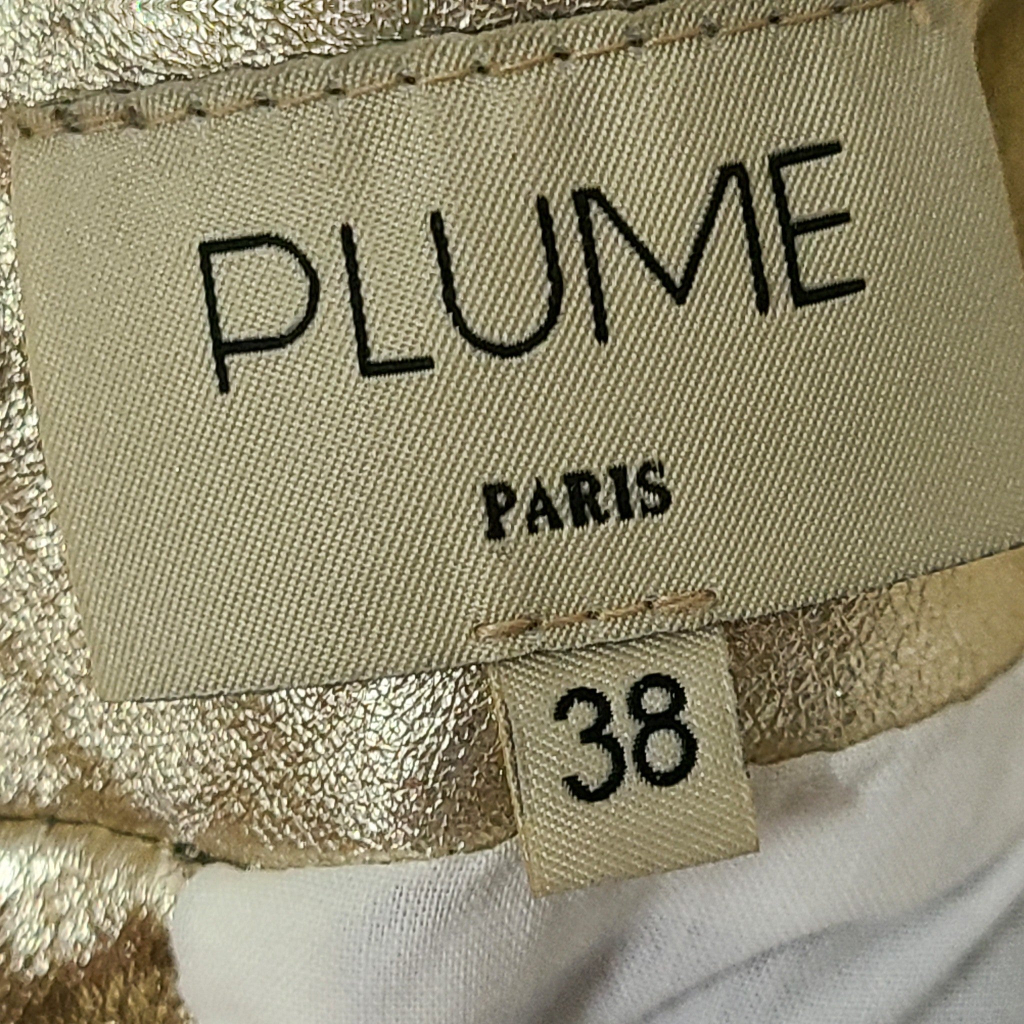 Plume Paris Splendid Golden Leather Skirt Mini Skirt Size US 4 / 38 (EU)