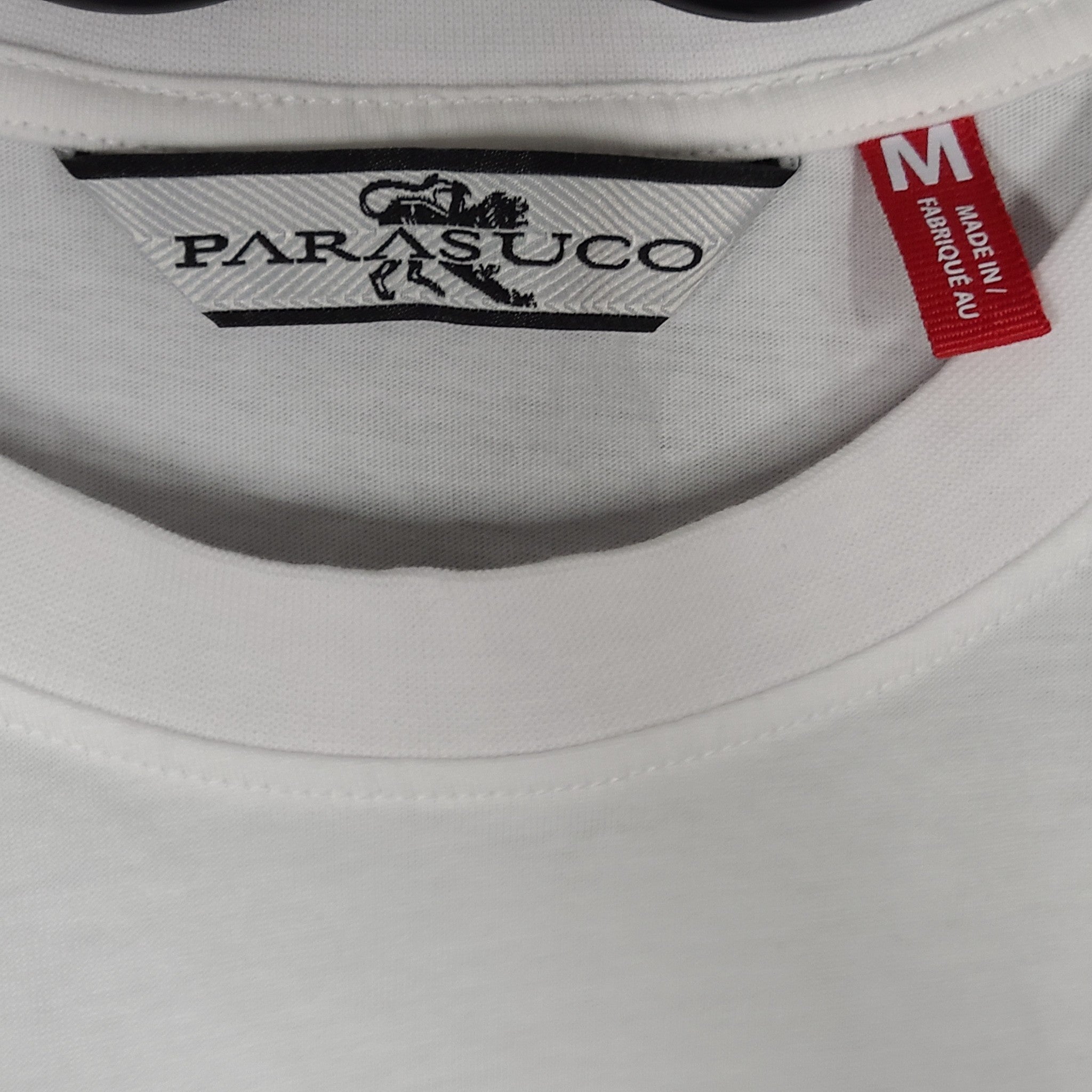 Parasuco Men's 3D Silver Gel Print Logo Tee Short Sleeve T-Shirt White Sz. M