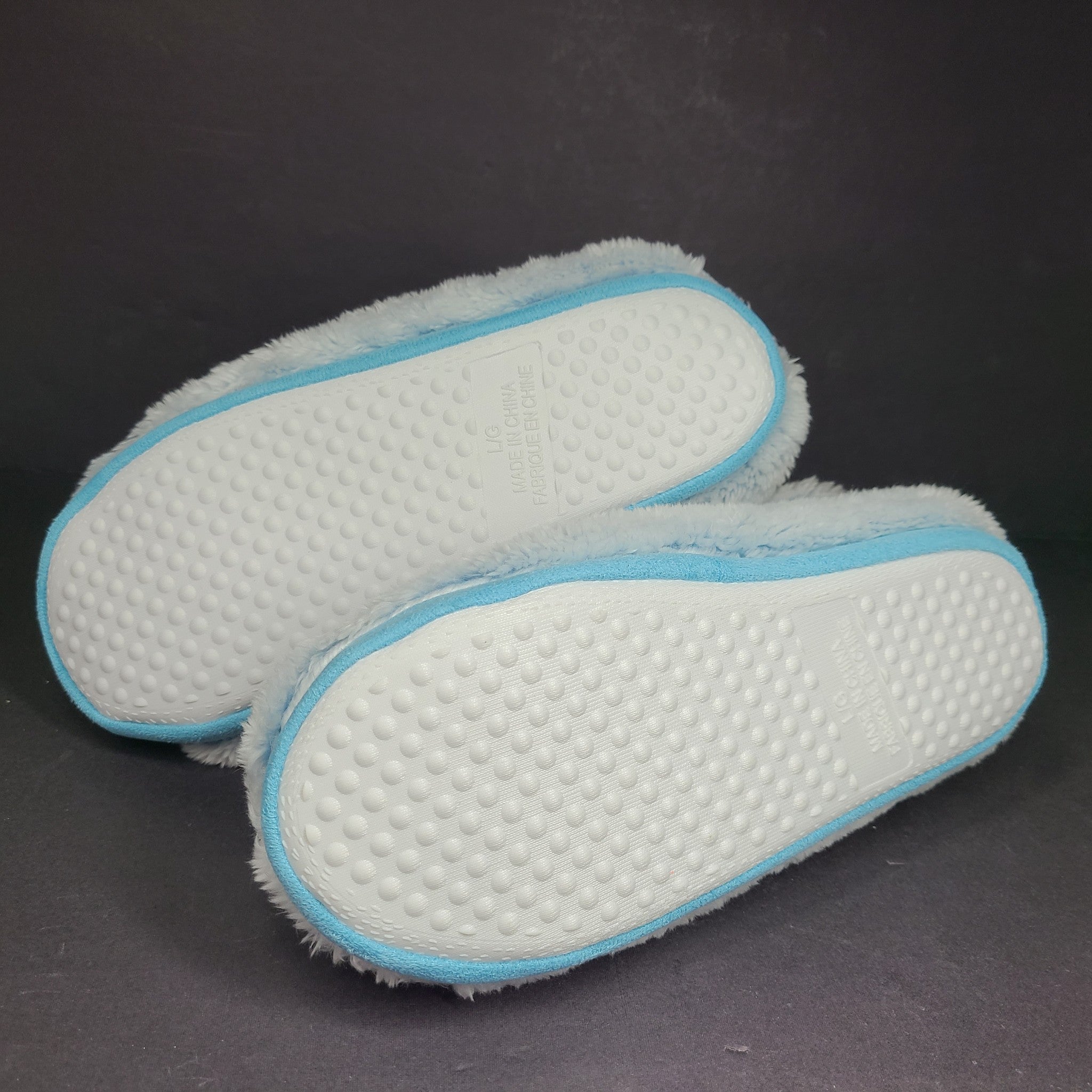 La Vie en Rose Women's Sherpa Bootie Slippers Soft Sky Blue Sz L