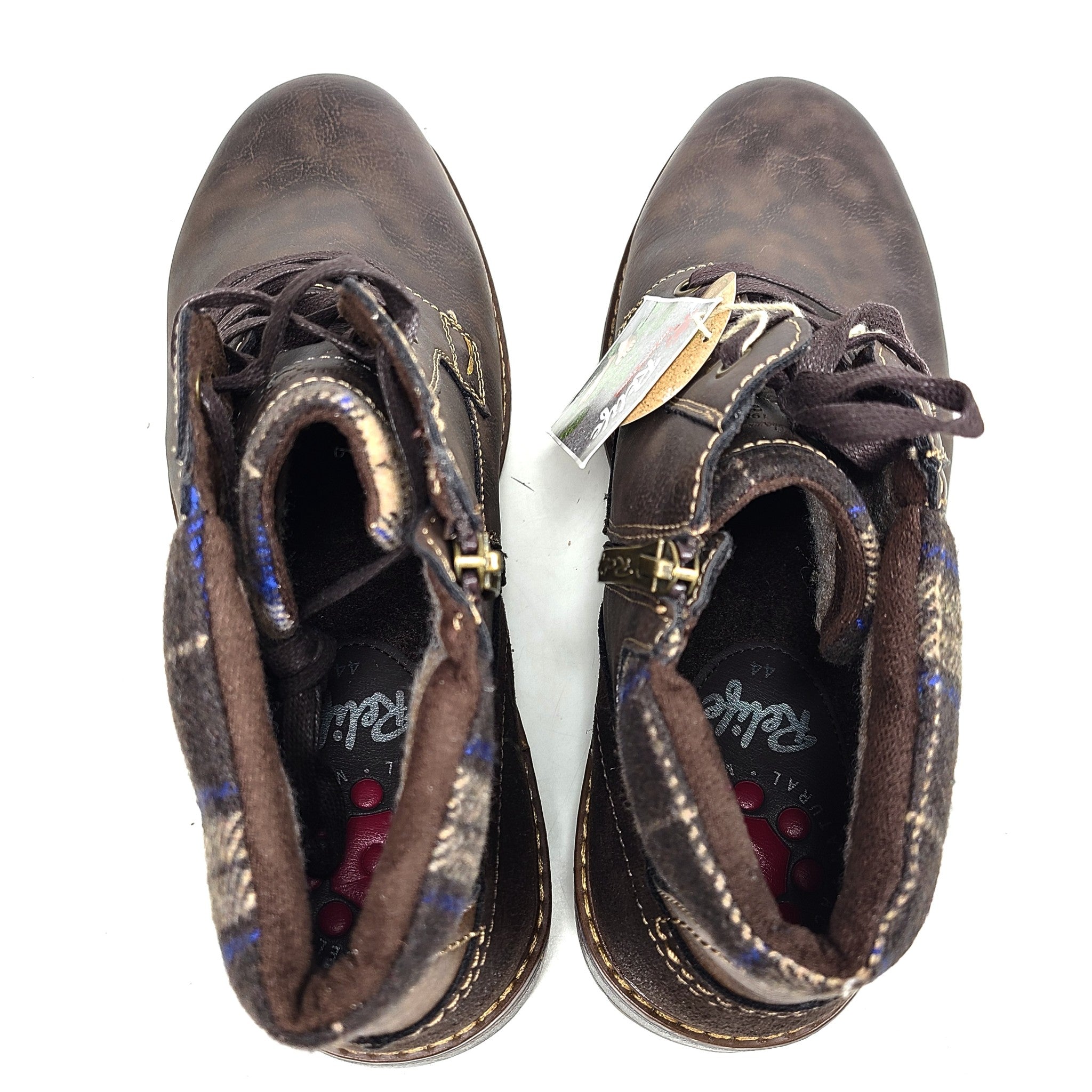 Relife Men's Zip Up Ankle Boots Fleece Lining R-Tex Soft Reflex System Brown 11