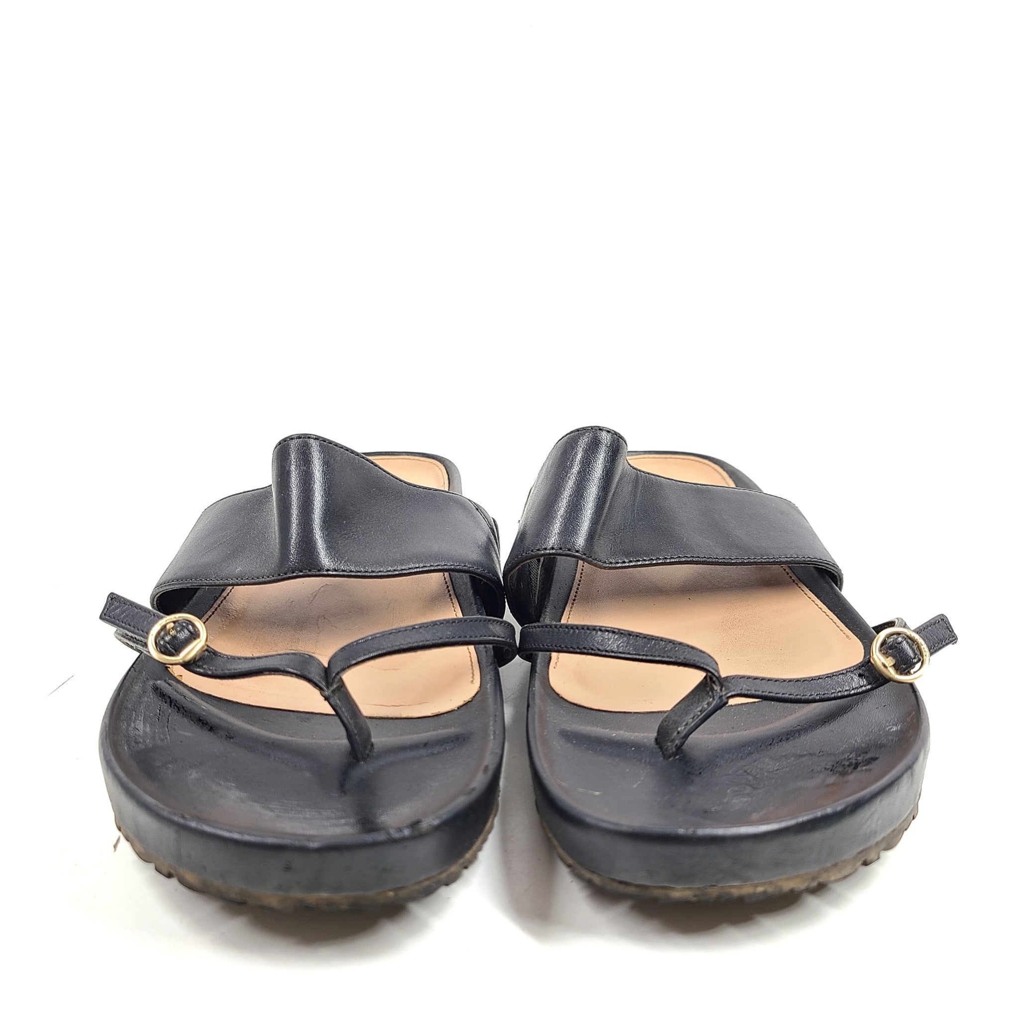 Cole Haan Women's Milani Thong Sandal Leather Thong Strap Sandals Black Sz 9.5
