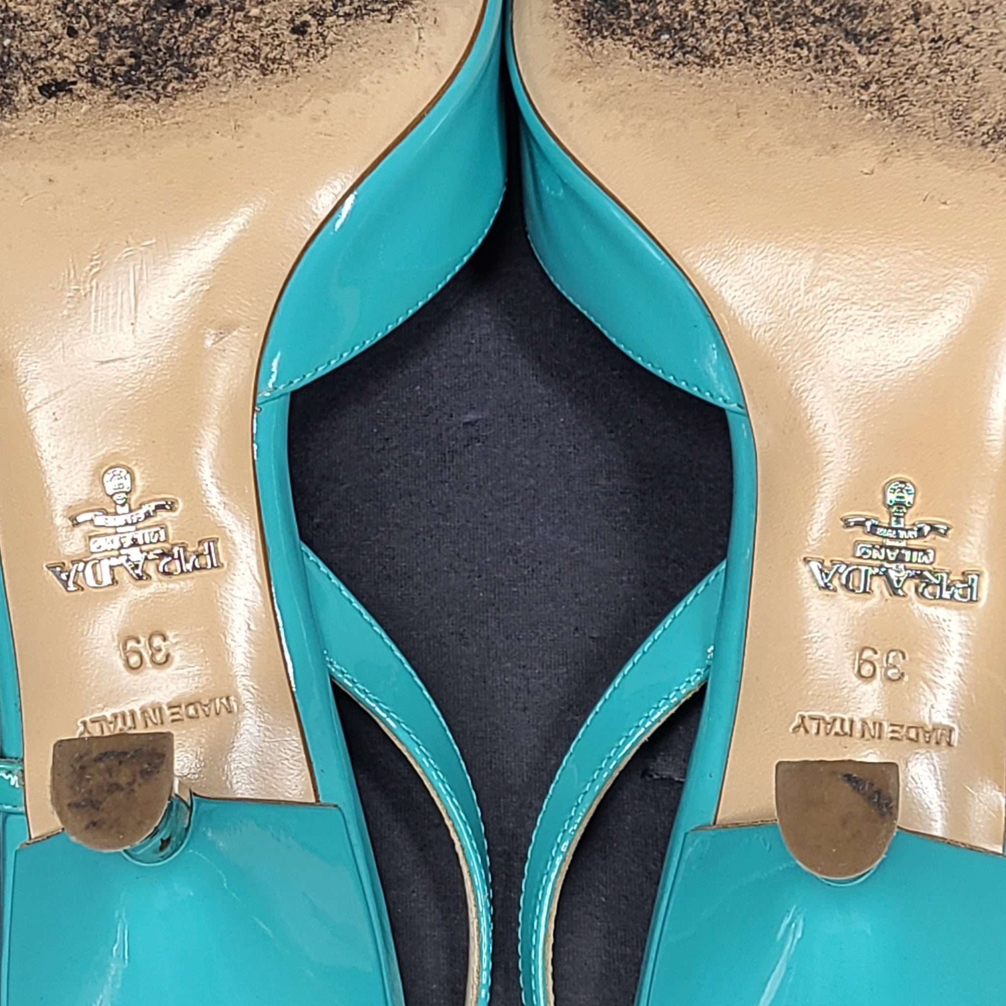 Prada Women's Slingback Pumps 1I016G Shoes Crystal Embelished Turquoise Sz 9