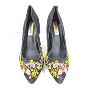 Steve Madden Embroidered Toe High Heel Shoes Faux Suede Stiletto Pumps Black 9