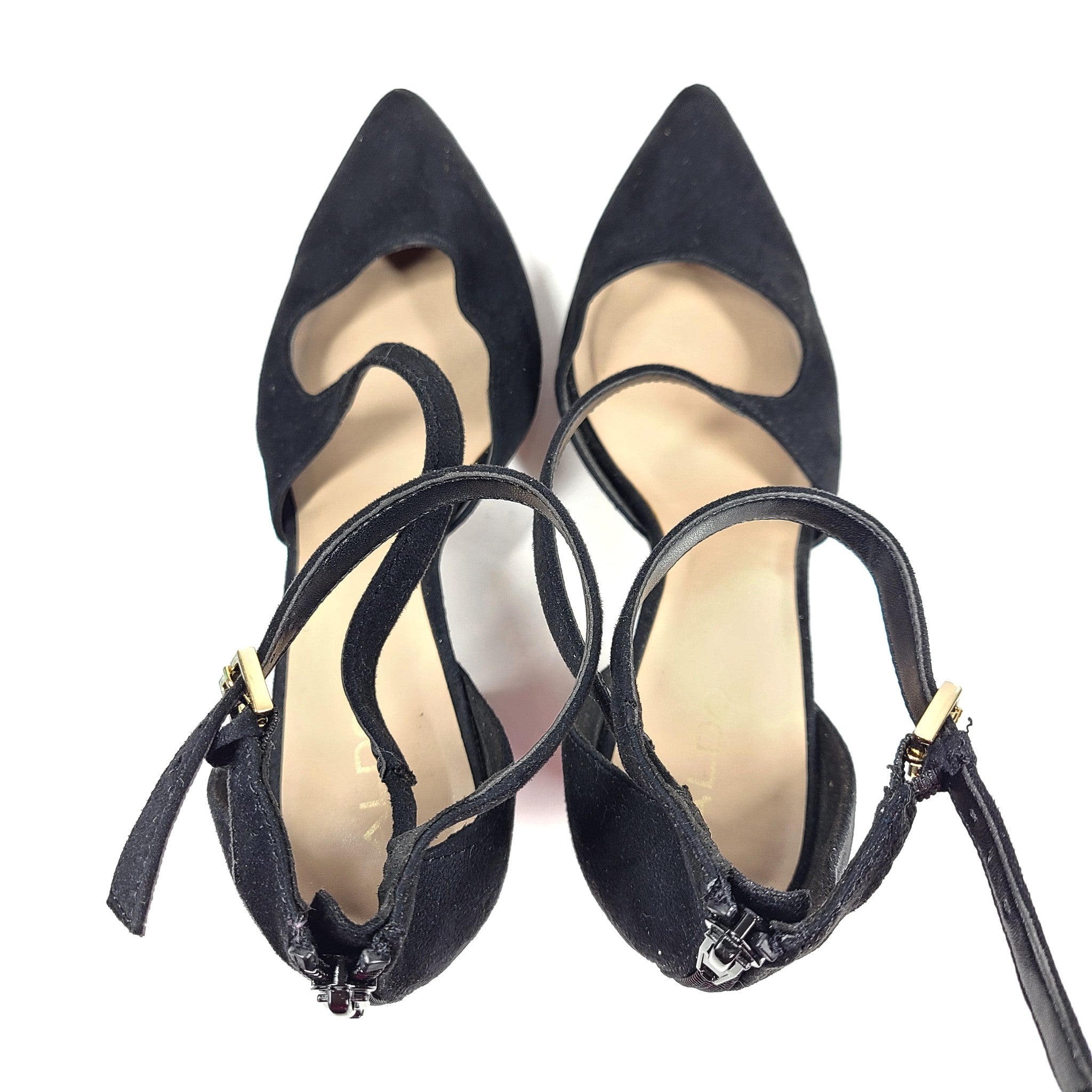 Aldo Nicholes Ankle Strap Pointed Toe Rhinestone Pumps Heeled Shoes Black 8