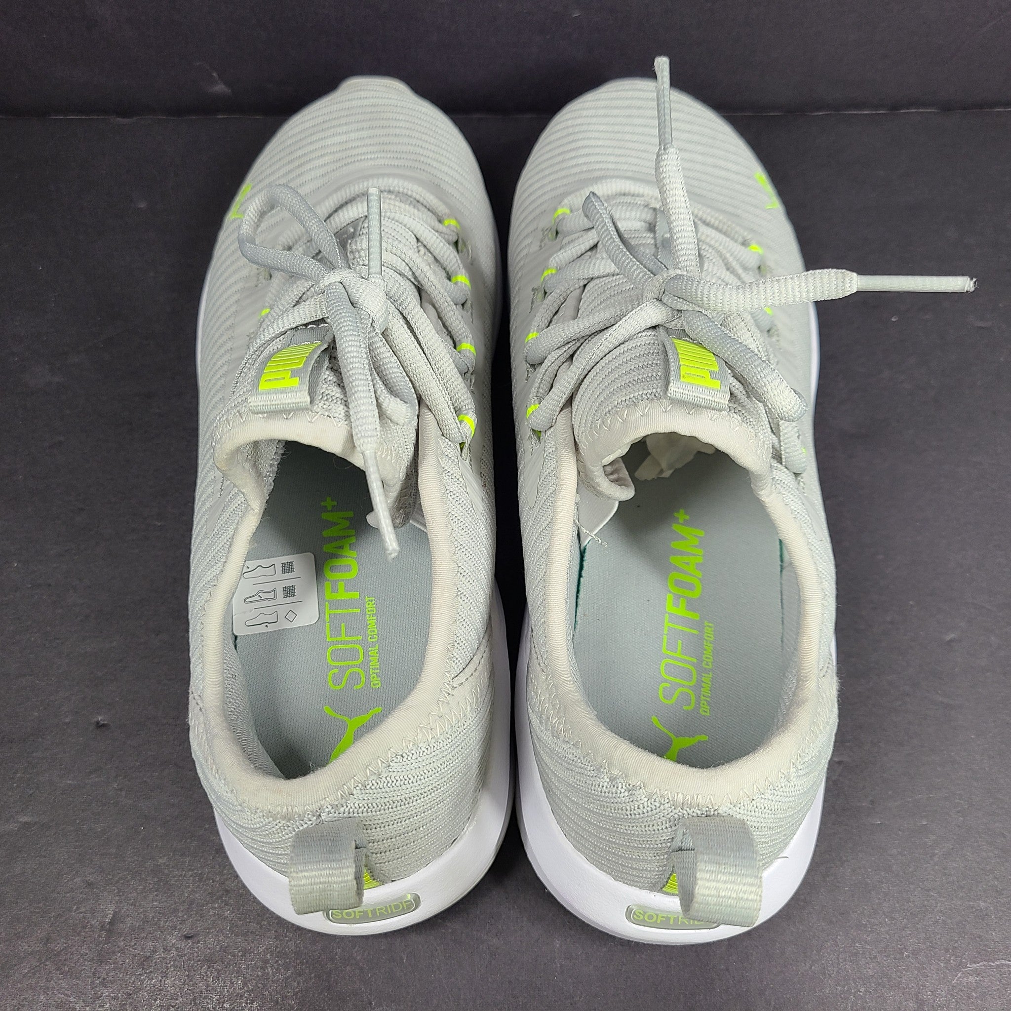 PUMA Women's Softride Finesse Lace Up Sneakers 376038-13 Harbor Mist Lime Sz 8