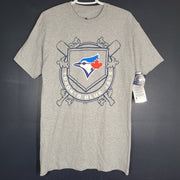MLB Toronto Blue Jays Logo Baseball Fan Shirt Crew Neck Cotton Tee Gray Sz M NEW