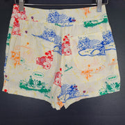 Gucci x Disney Women's Shorts Mickey & Minnie Print Cotton Canvas 605557 Sz 24