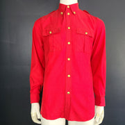 Gucci Men's Long Sleeve Shirt Gold Buttons Epaulettes Cupro 619032 Red Sz 46 (S)