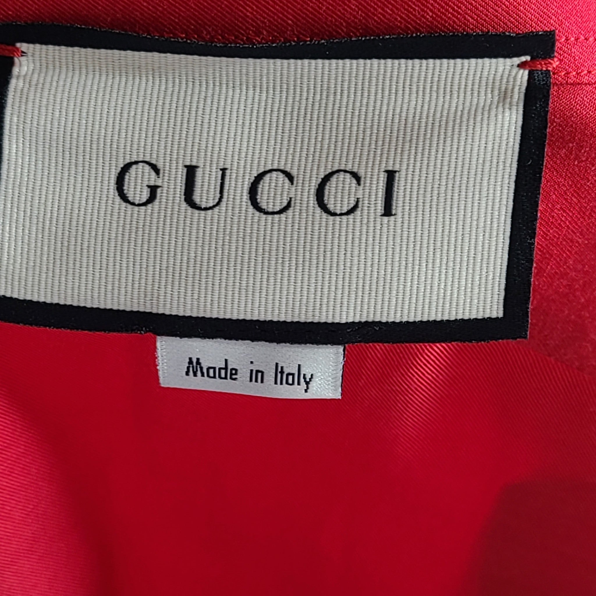 Gucci Men's Long Sleeve Shirt Gold Buttons Epaulettes Cupro 619032 Red Sz 46 (S)
