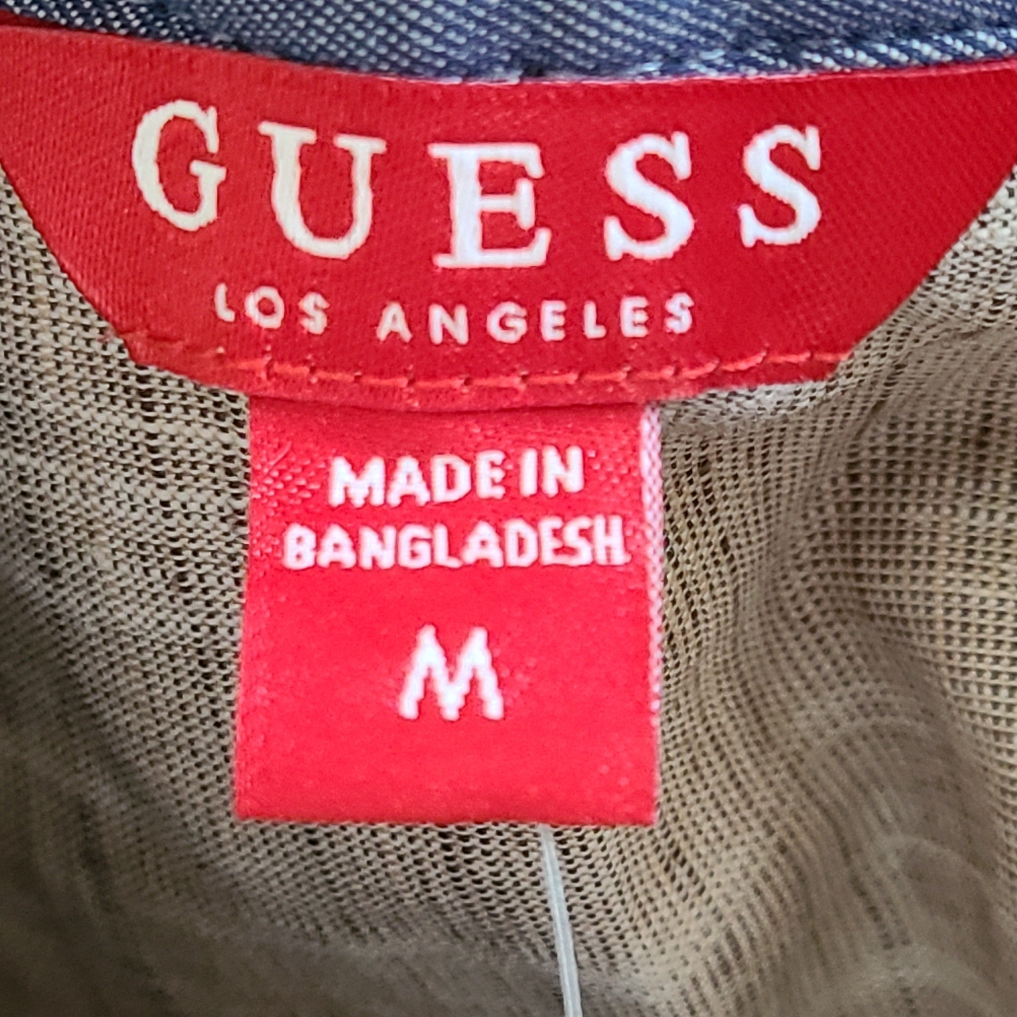 Guess Men's Howard Textured Shirt Button Down Chest Pocket Short Sleeve Beige M