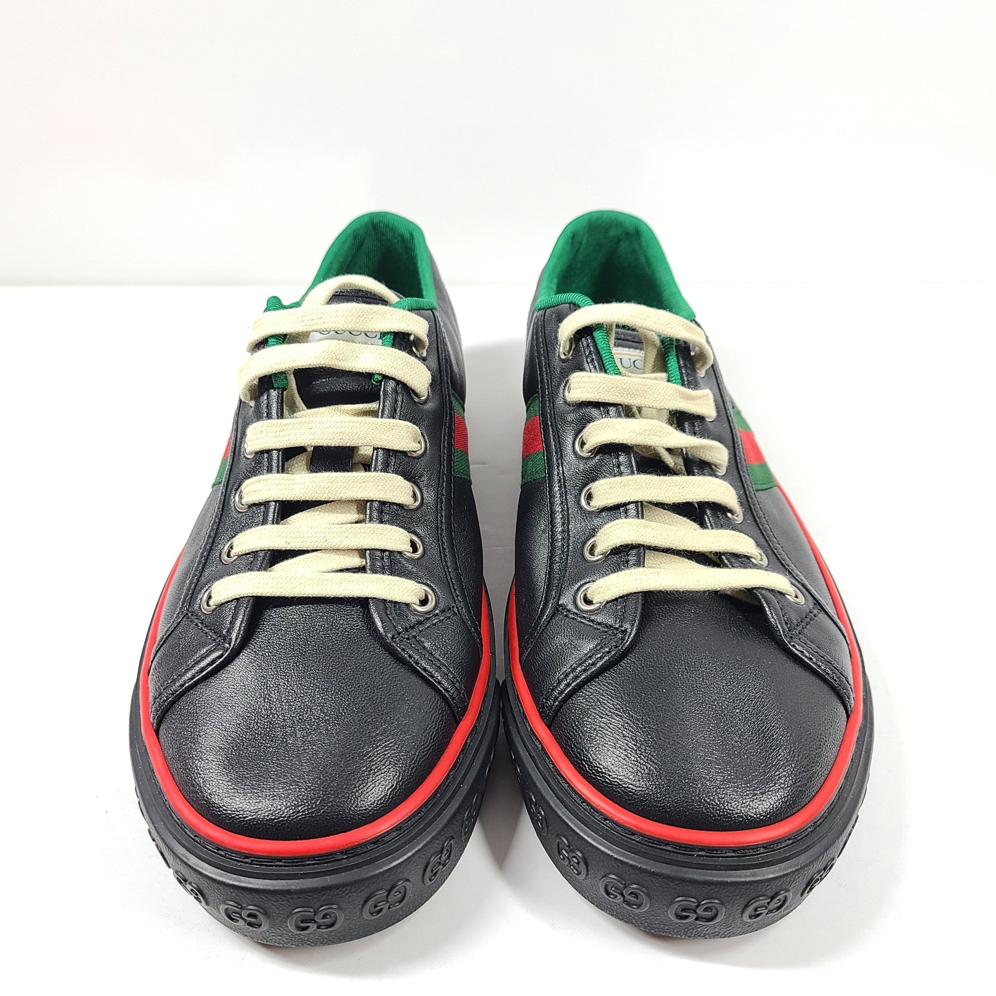 Gucci Men's Tennis 1977 Sneakers 643485 Leather Shoes Low Top Black Sz 7