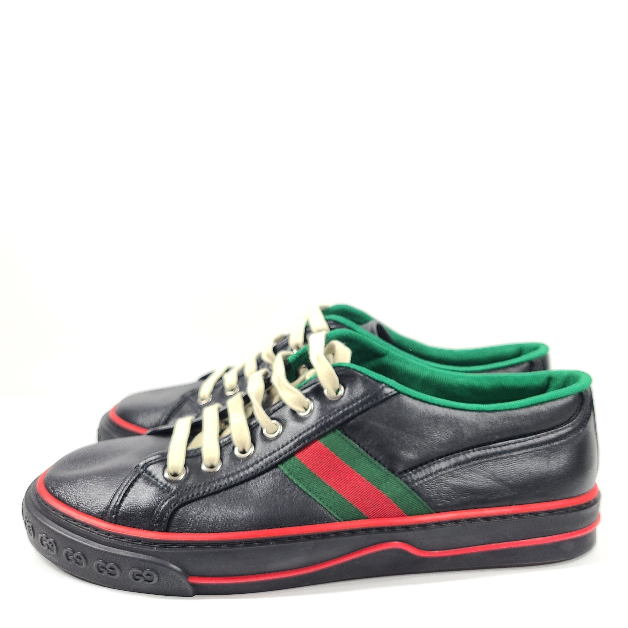 Gucci Men's Tennis 1977 Sneakers 643485 Leather Shoes Low Top Black Sz 7