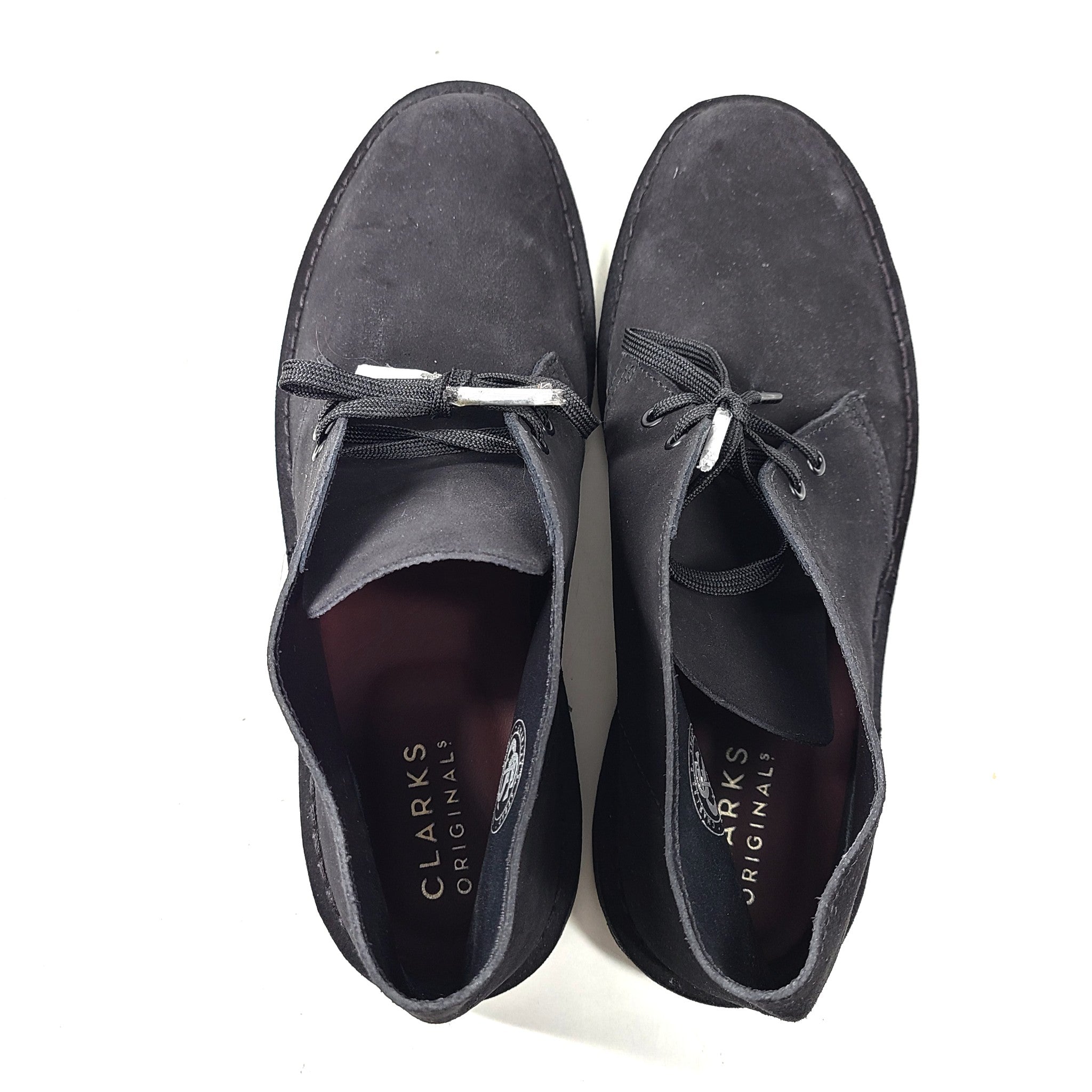 Clarks Originals Men's Desert Chukka Ankle Boots Suede Leather Black US 12 READ