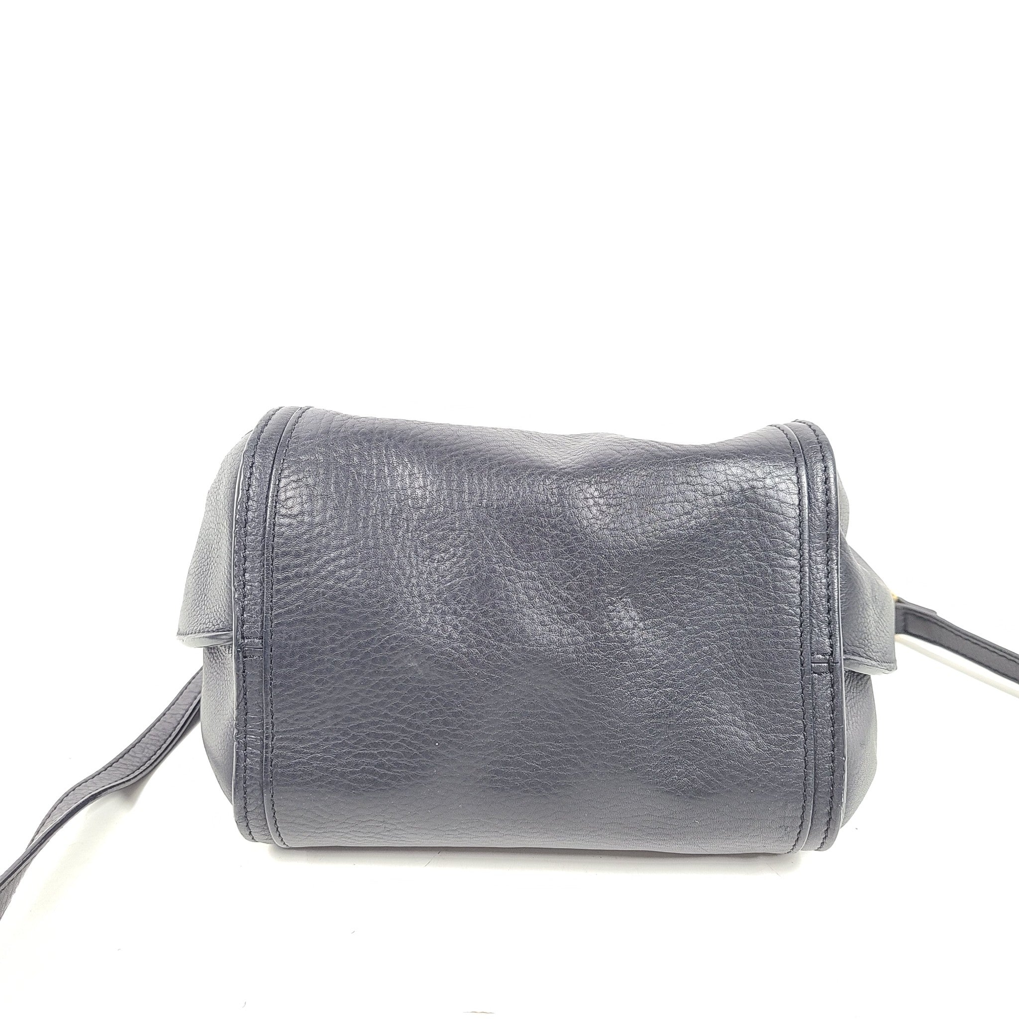 Sonia Rykiel Crossbody Handbag Purse Top Zip Calfskin Leather Black