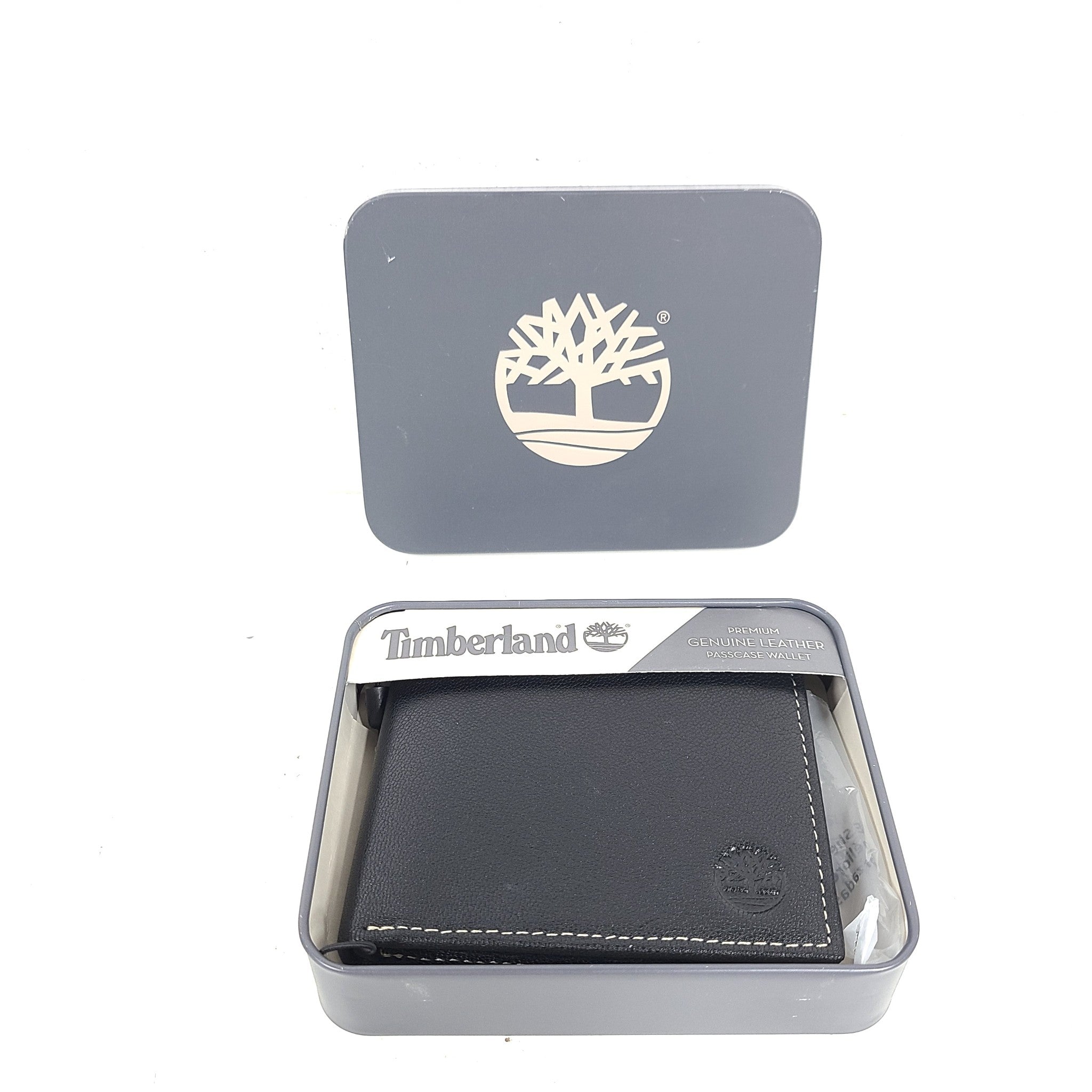 Timberland Men's Passcase Matte Grain Leather Billfold Wallet Leather Black