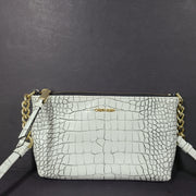 Calvin Klein Women's Small Crossbody Bag Croc Embossed Vegan Leather White
