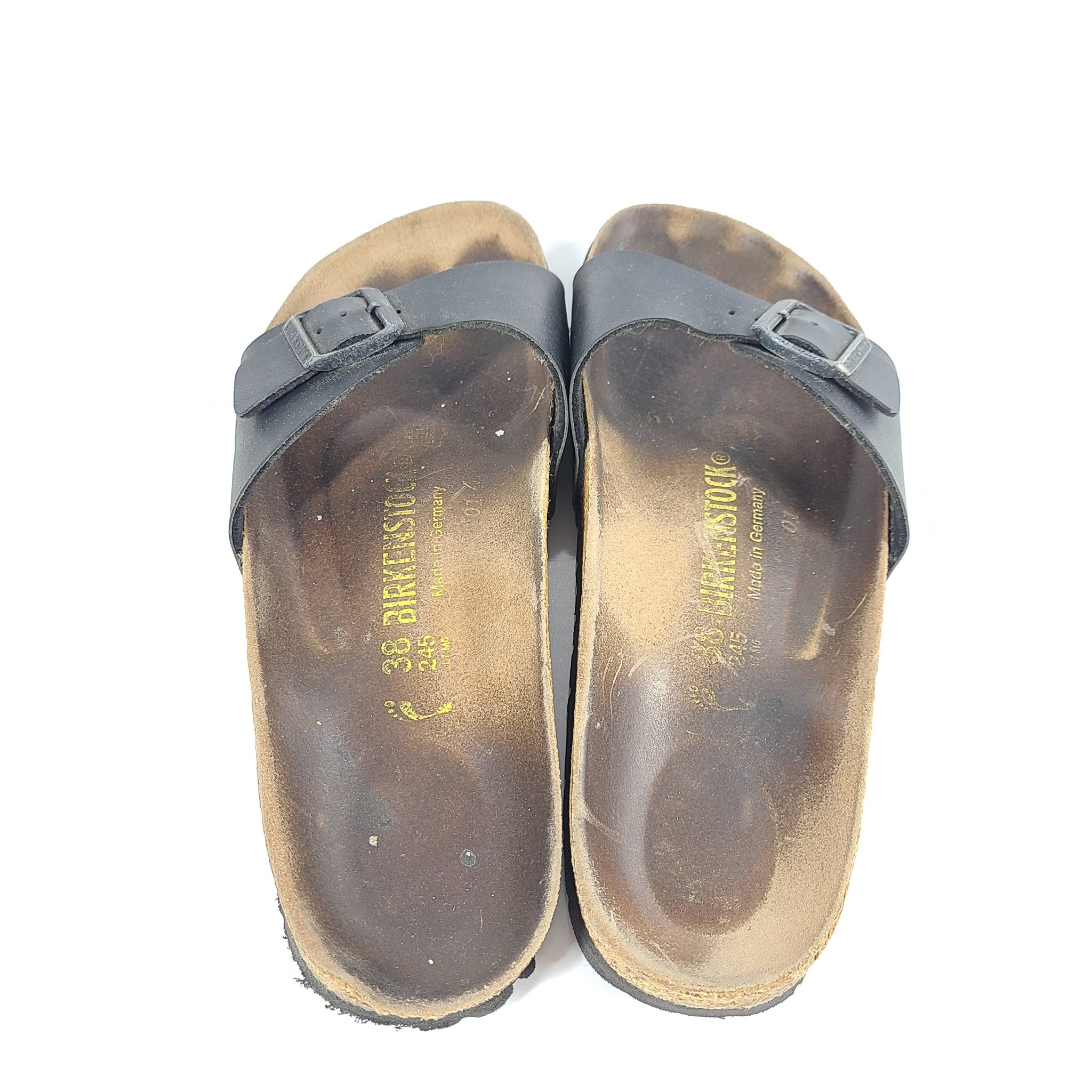 Birkenstock Madrid BF Narrow Leather Slides One Strap Black Sz 38 W7/M5