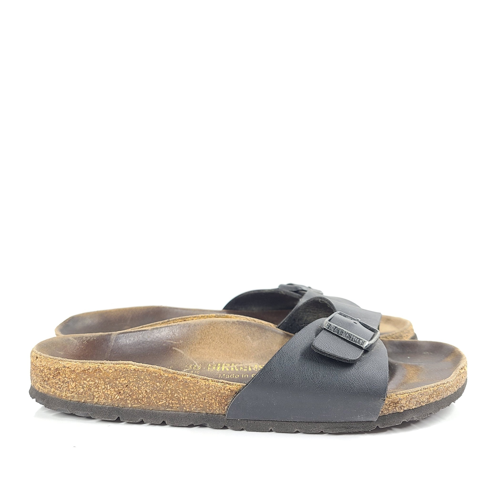 Birkenstock Madrid BF Narrow Leather Slides One Strap Black Sz 38 W7/M5
