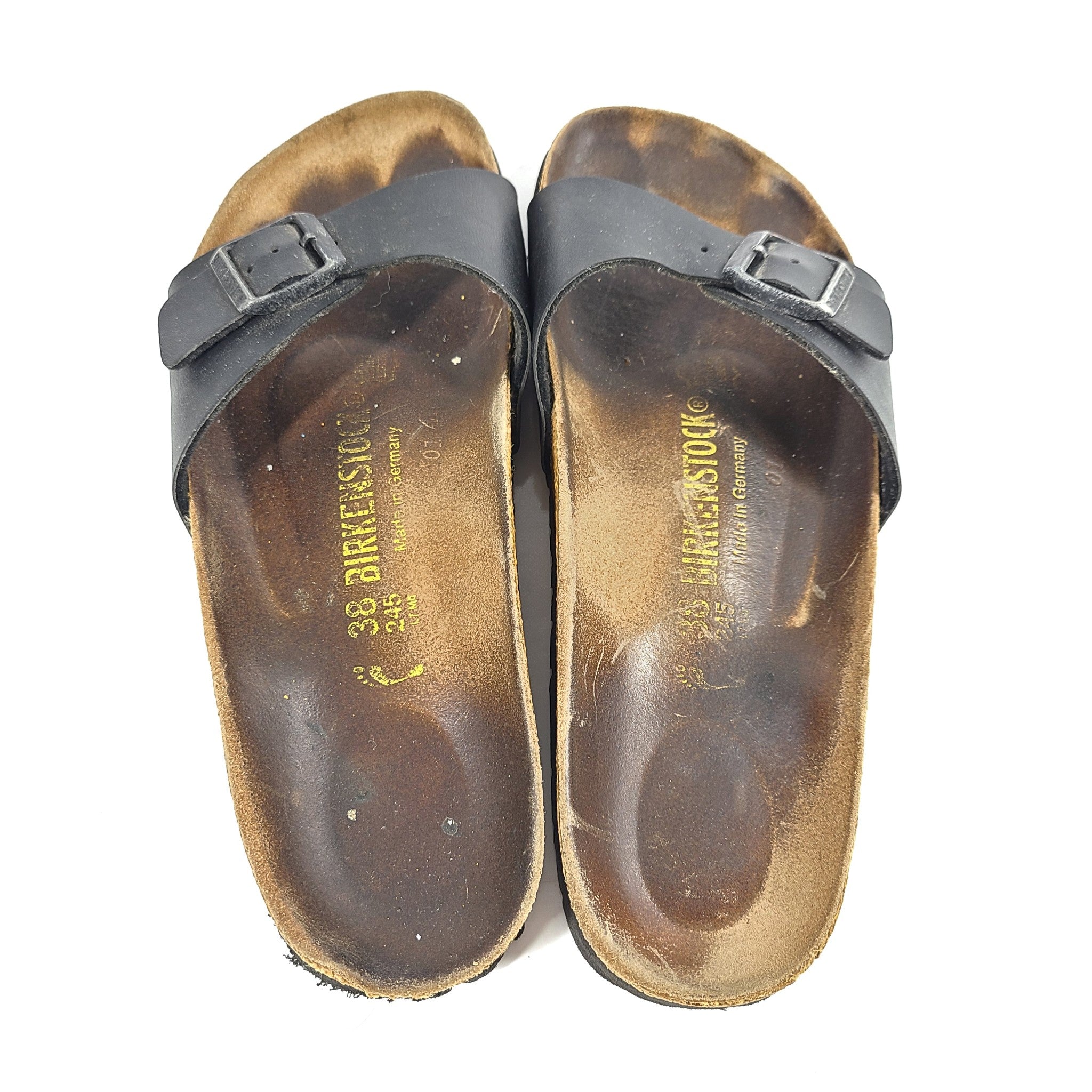 Birkenstock Madrid BF Narrow Leather Slides One Strap Black Sz 38 W7/M5