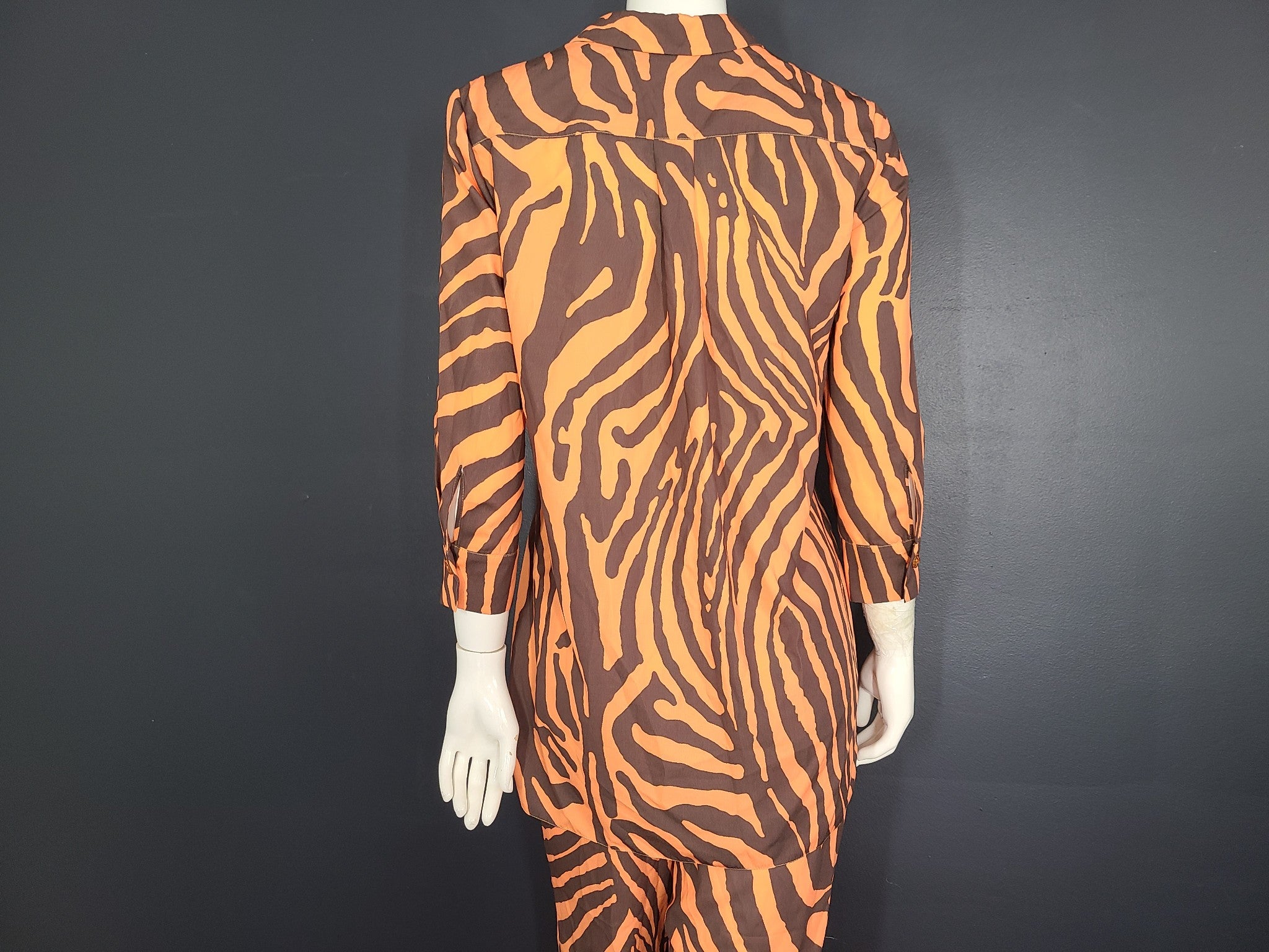 Georges Rech 2 Pc Set Camellia Zebra Print Shirt + Pants Orange Brown Sz 6/8