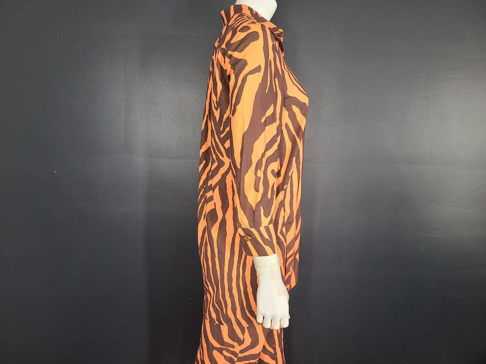 Georges Rech 2 Pc Set Camellia Zebra Print Shirt + Pants Orange Brown Sz 6/8
