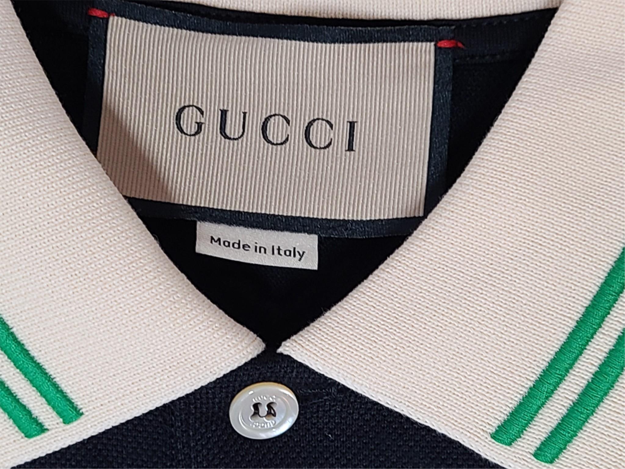 Gucci Men's Polo Cotton Piquet Interlocking G Shirt 658067 Black Sz M NEW