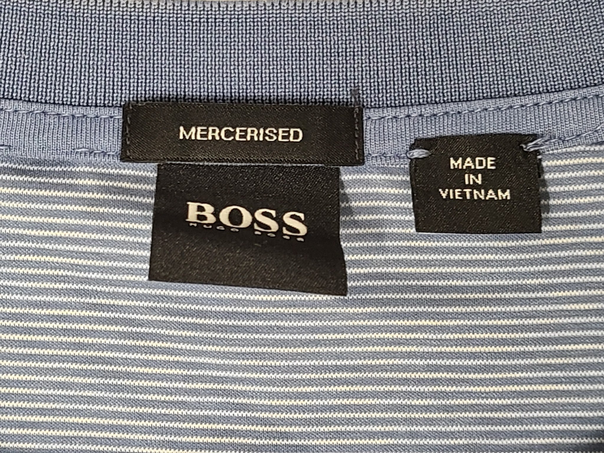 Hugo Boss Men's Fine Striped Mercerised T-Shirt Athletic Blue Sz XXL