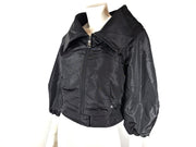 Prada Women's Cropped Light Jacket Cowl Collar Silk Black Size IT42 (US4-6)