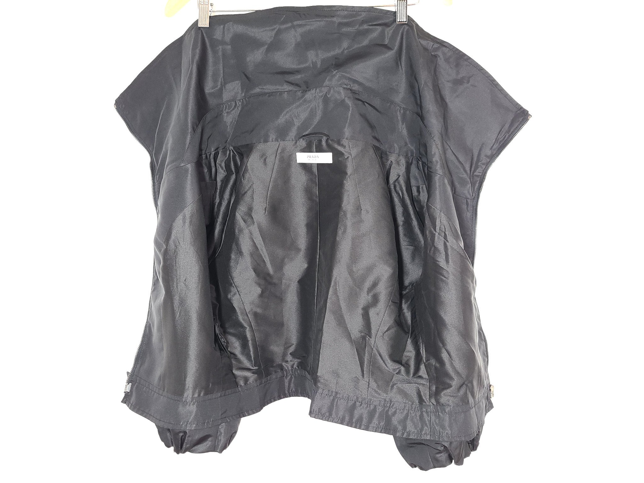 Prada Women's Cropped Light Jacket Cowl Collar Silk Black Size IT42 (US4-6)