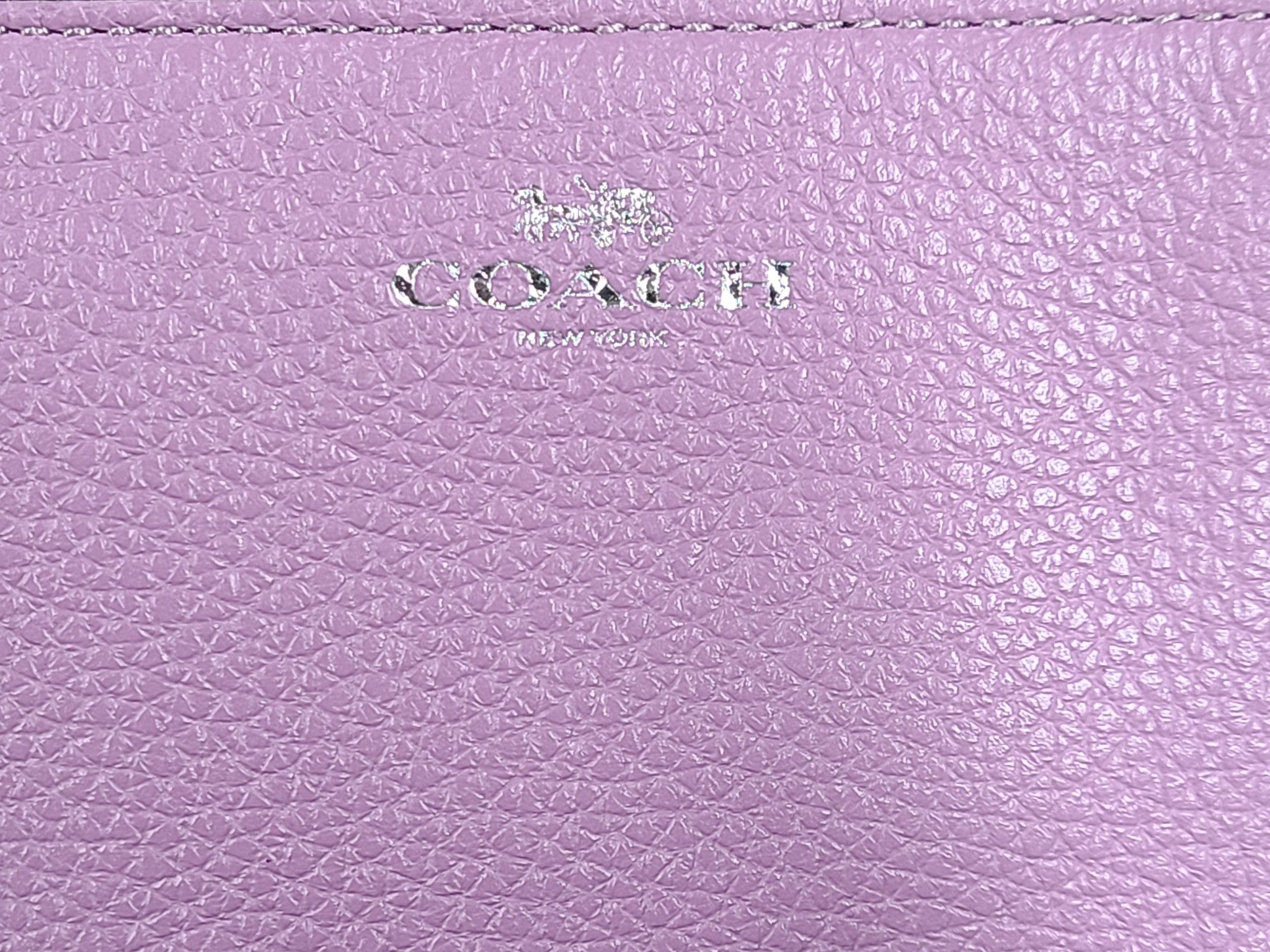 Coach Corner Zip Wristlet Pebble Leather Wallet C7943 Violet Orchid