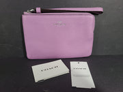Coach Corner Zip Wristlet Pebble Leather Wallet C7943 Violet Orchid