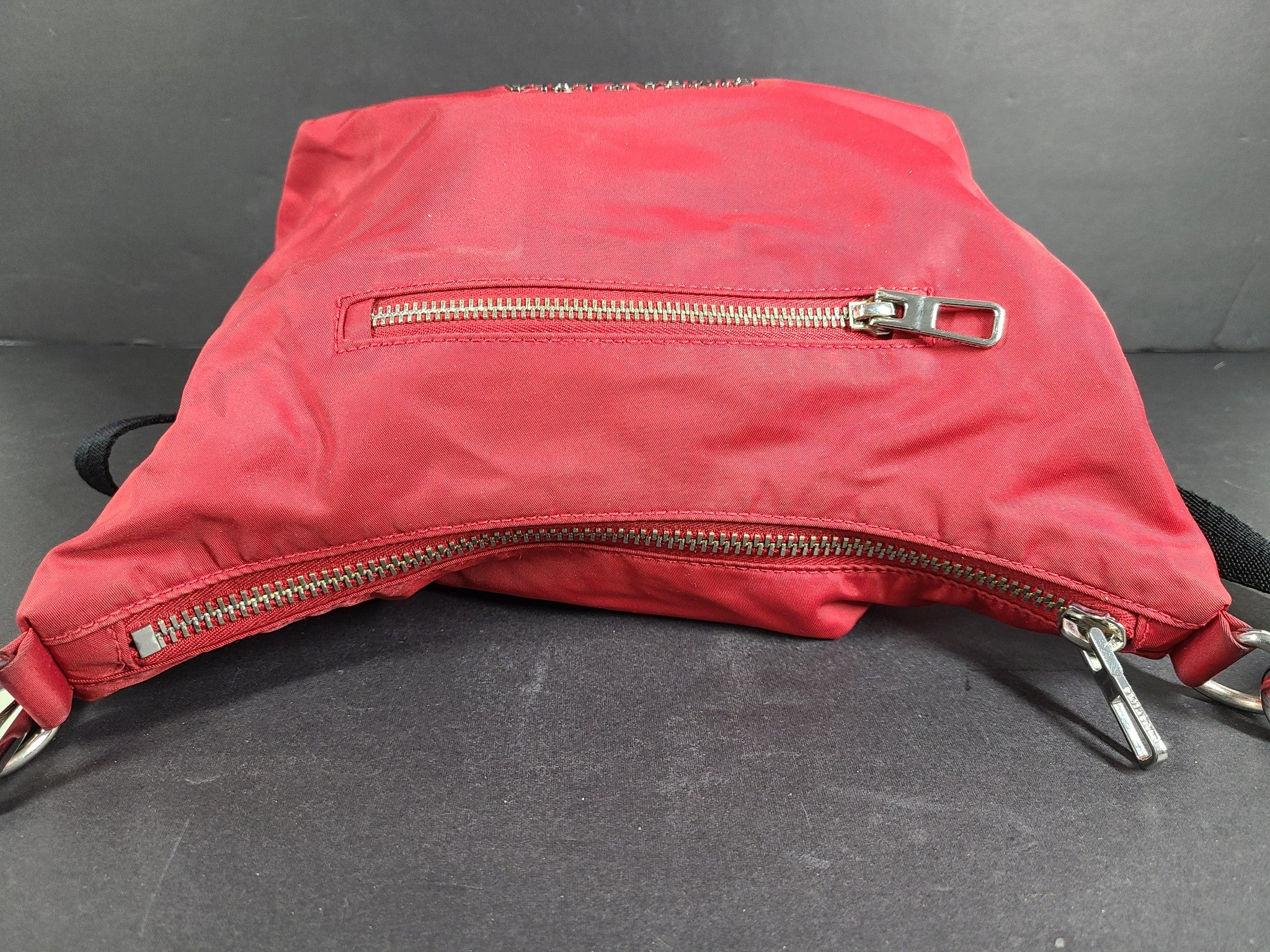 Bimba Y Lola Medium Banana Crossbody Bag Zip Closure Red