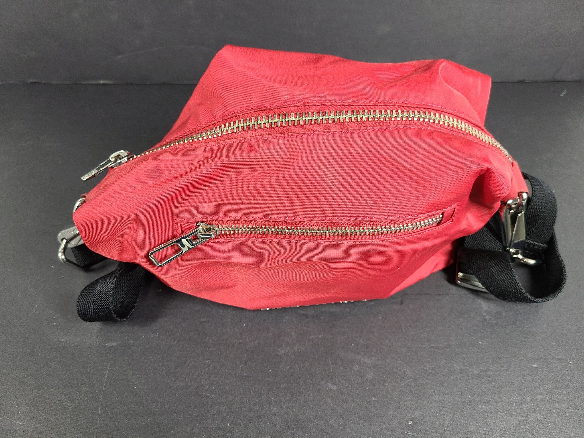Bimba Y Lola Medium Banana Crossbody Bag Zip Closure Red