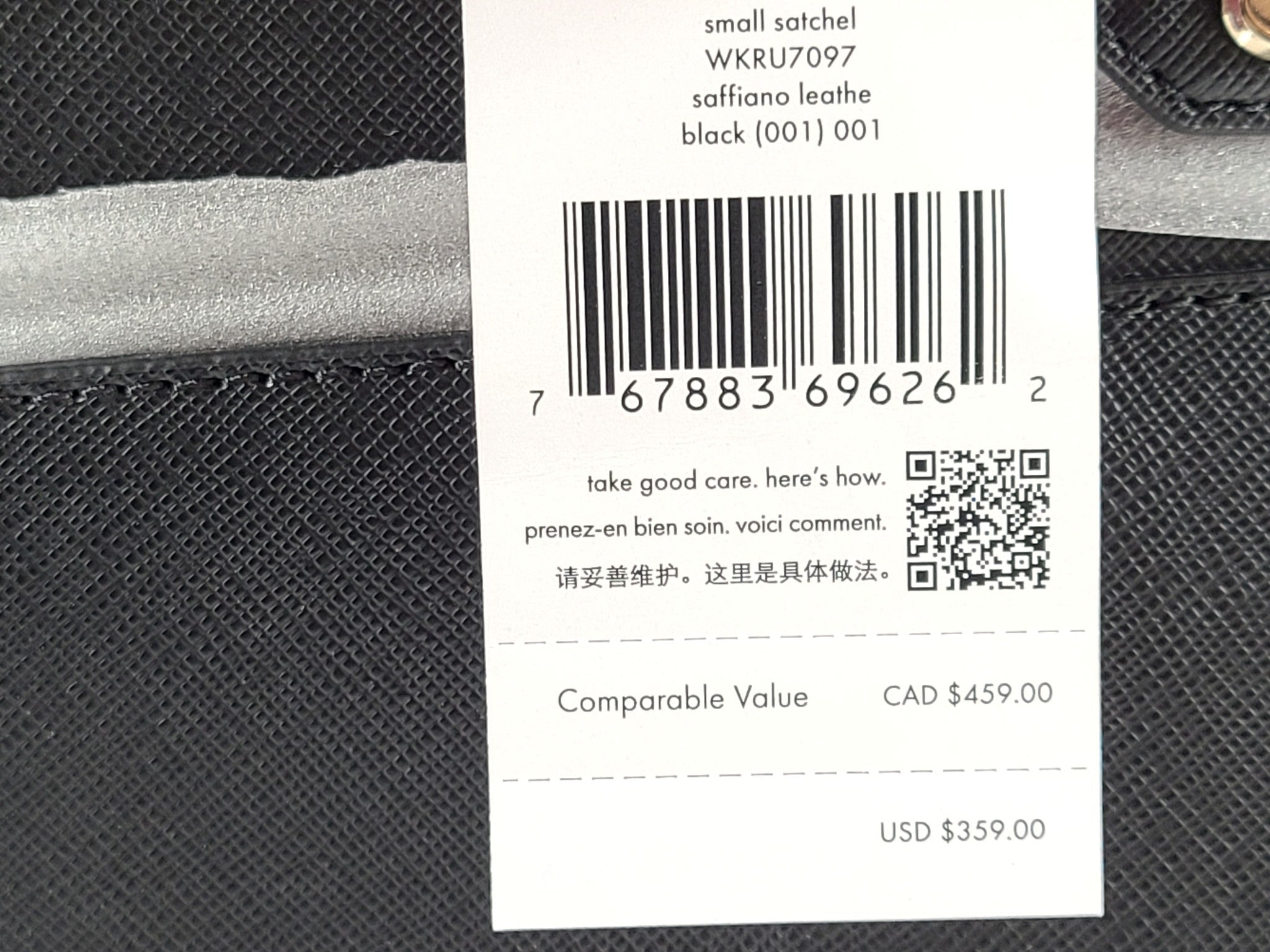 Kate Spade Staci Small Satchel Crossbody Bag Leather Small WKRU7097 Black NWT