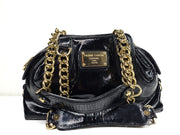 Pierre Cardin Couture Vintage Patent Leather Shoulder Bag Large Chain Black