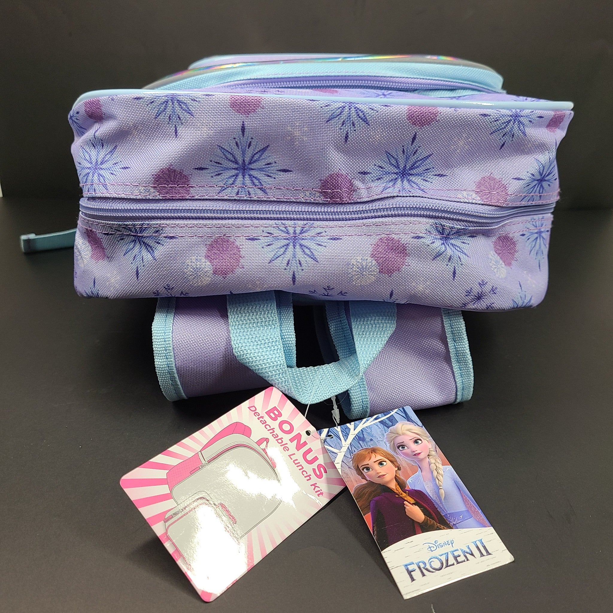 Disney Frozen 16" School Backpack + Lunch Bag Set 3D Print Purple
