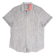 Guess Men's Howard Textured Shirt Button Down Chest Pocket Short Sleeve Gray L