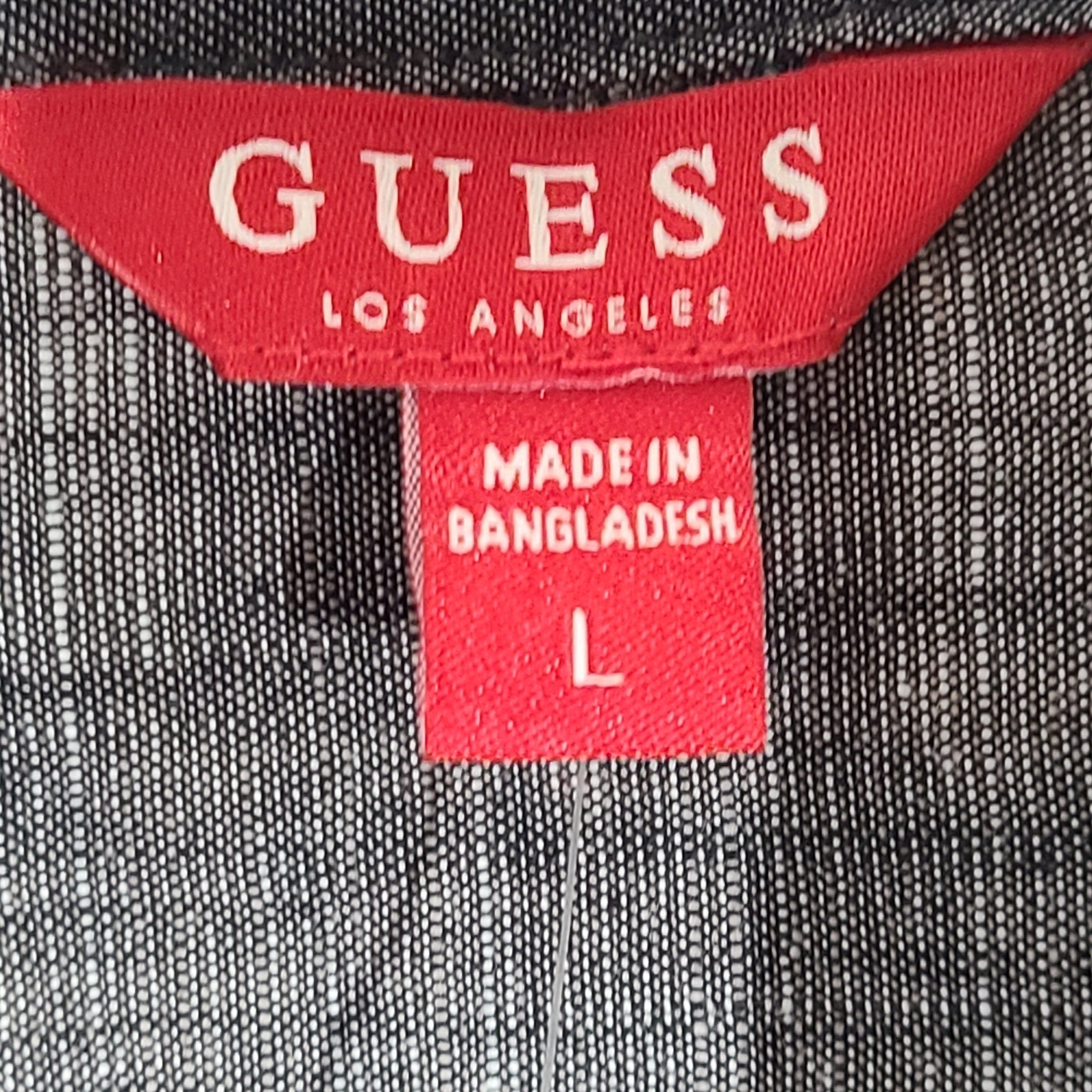 Guess Men's Howard Textured Shirt Button Down Chest Pocket Short Sleeve Gray L