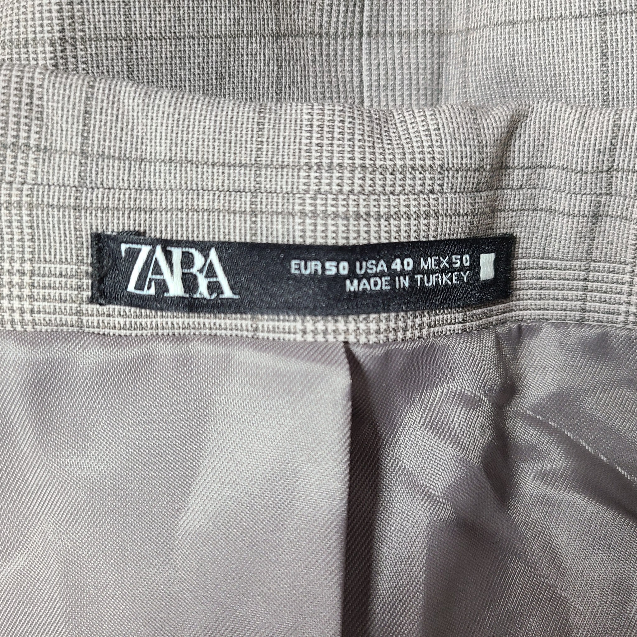 Zara Men's Checked Blazer Suit Regular Fit Jacket 1564/424 Gray Sz 40