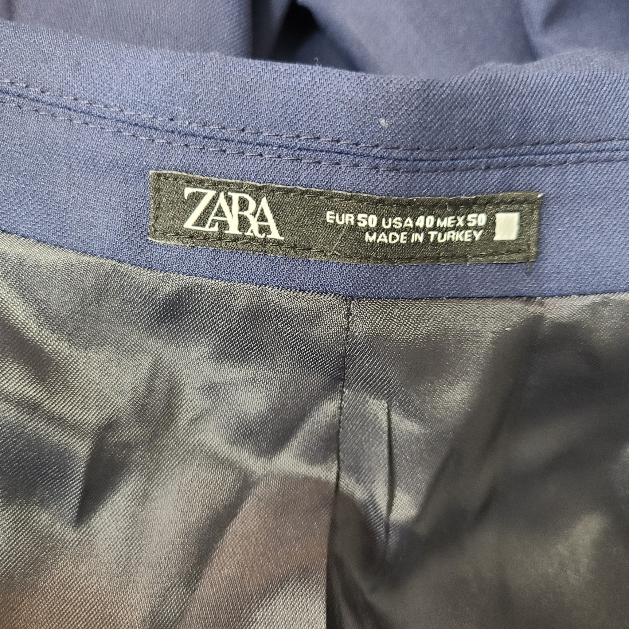 Zara Men's Stretch Suit Jacket Blazer Regular Fit 0706/452 Navy Blue Sz 50